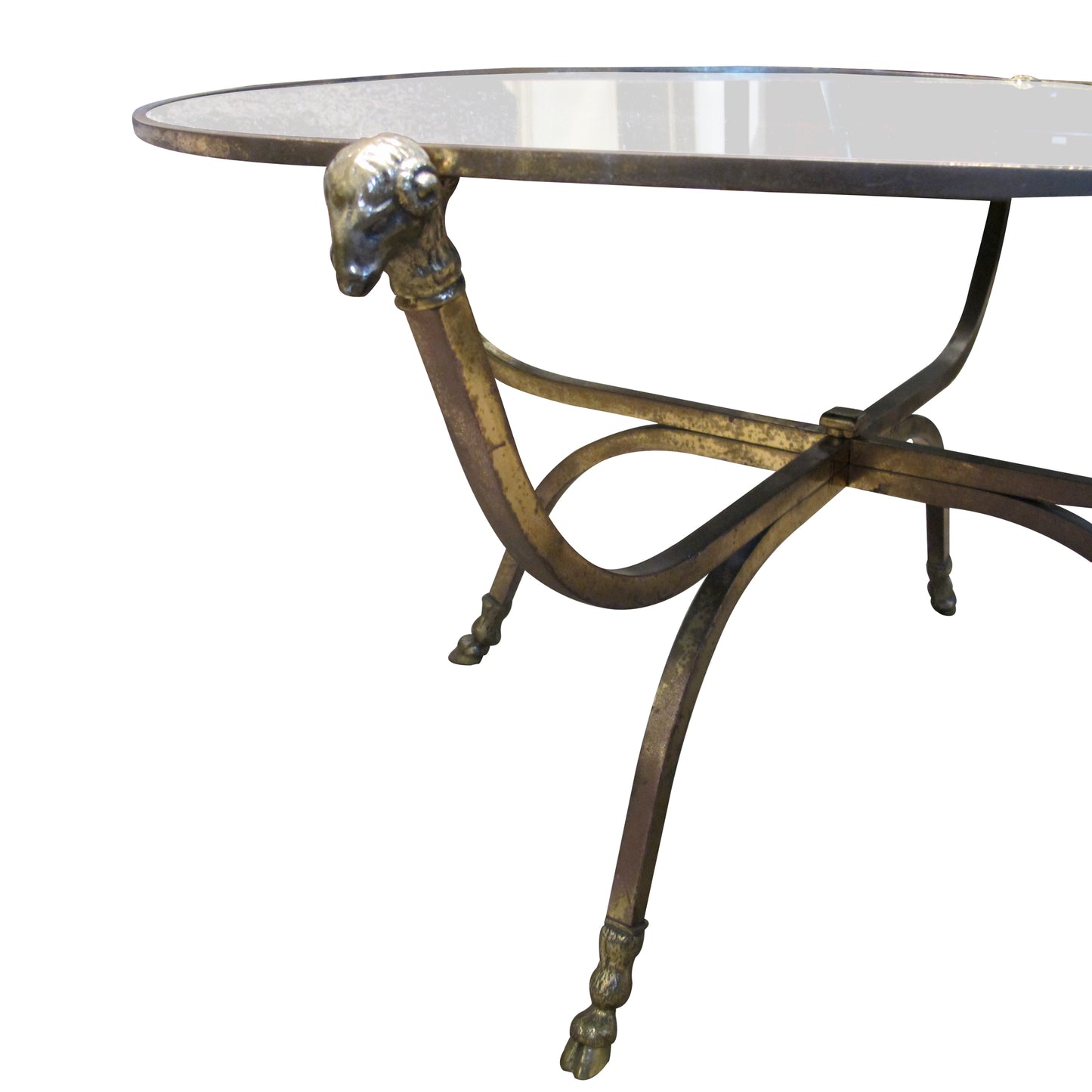 Maison Jansen Round Coffee Table with Rams head accent, 1950s
