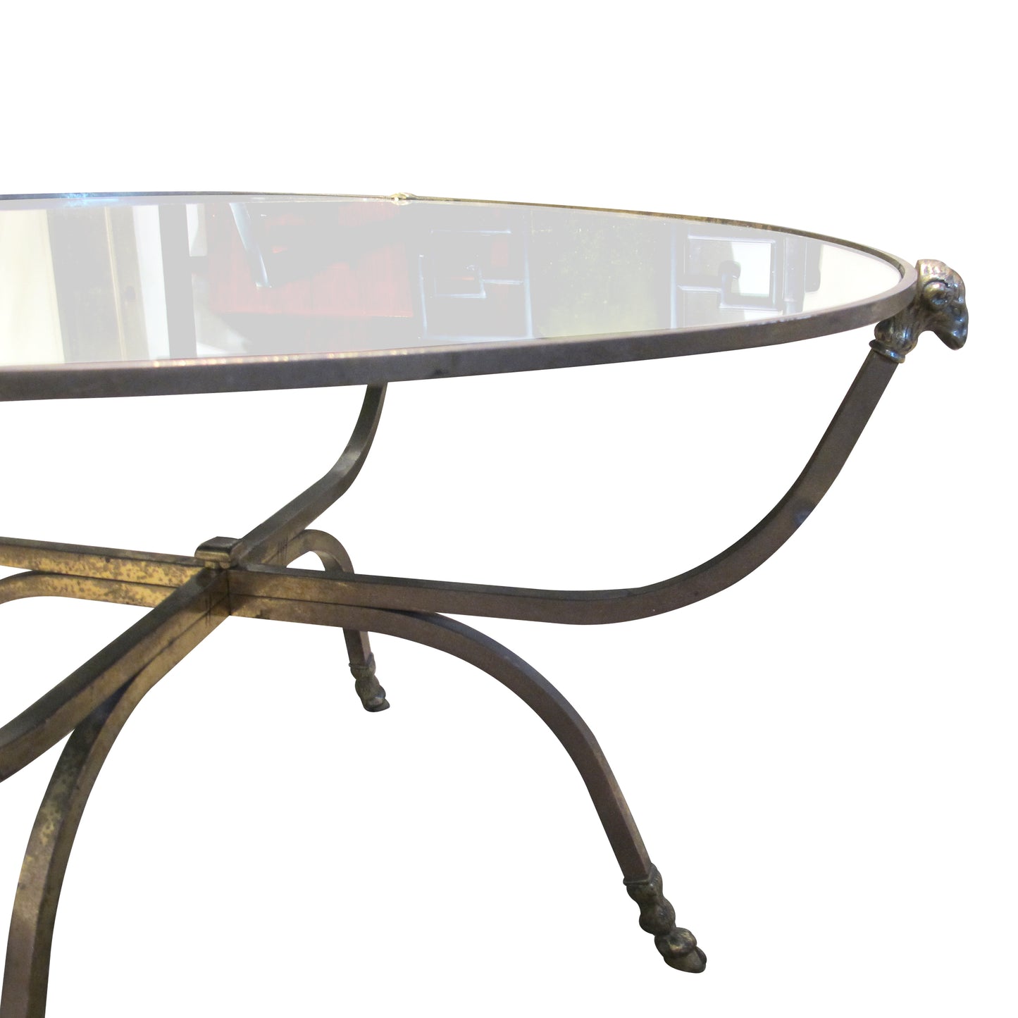 Maison Jansen Round Coffee Table with Rams head accent, 1950s