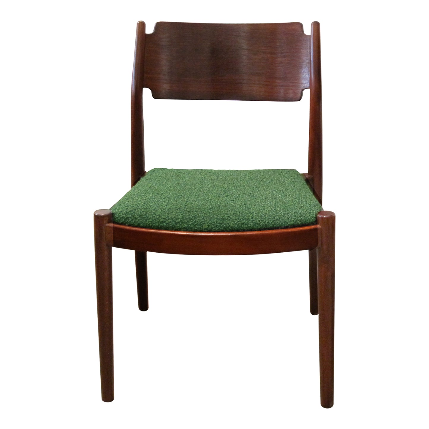Set of 6 Danish Teak Dining Chairs in Green Bouclé, 1960s