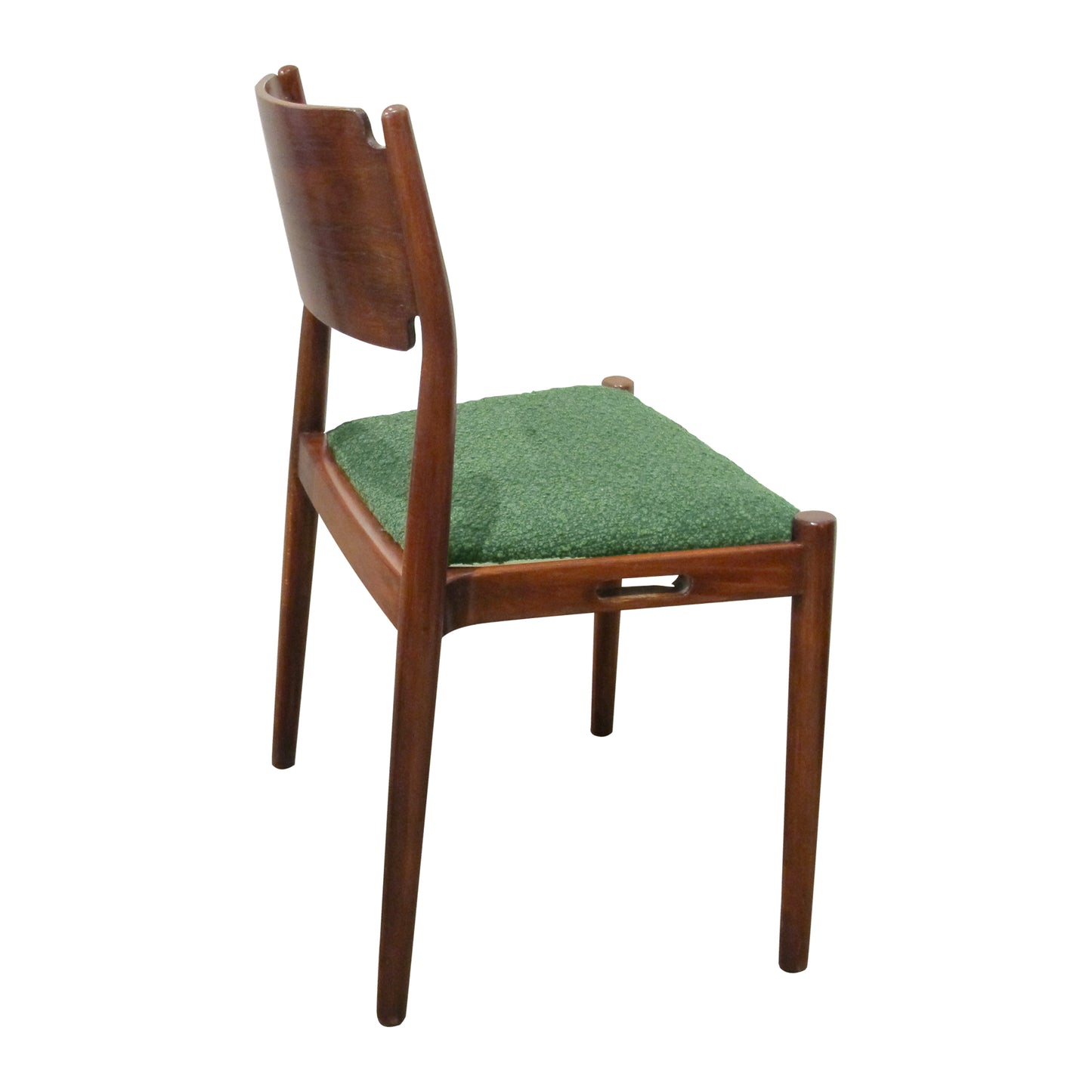 Set of 6 Danish Teak Dining Chairs in Green Bouclé, 1960s