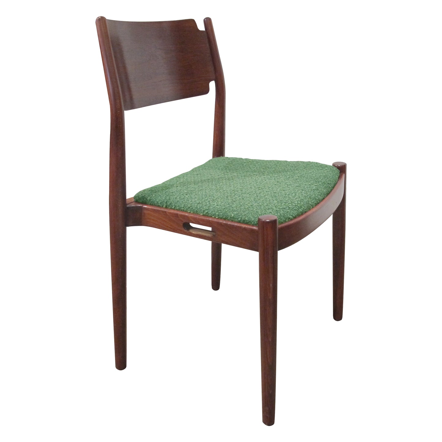 Set of 6 Danish Teak Dining Chairs in Green Bouclé, 1960s