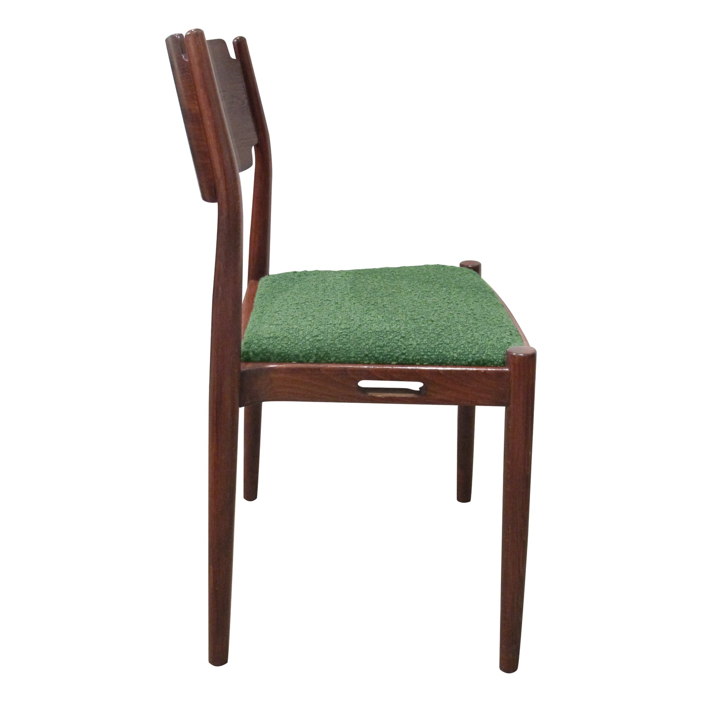 Set of 6 Danish Teak Dining Chairs in Green Bouclé, 1960s