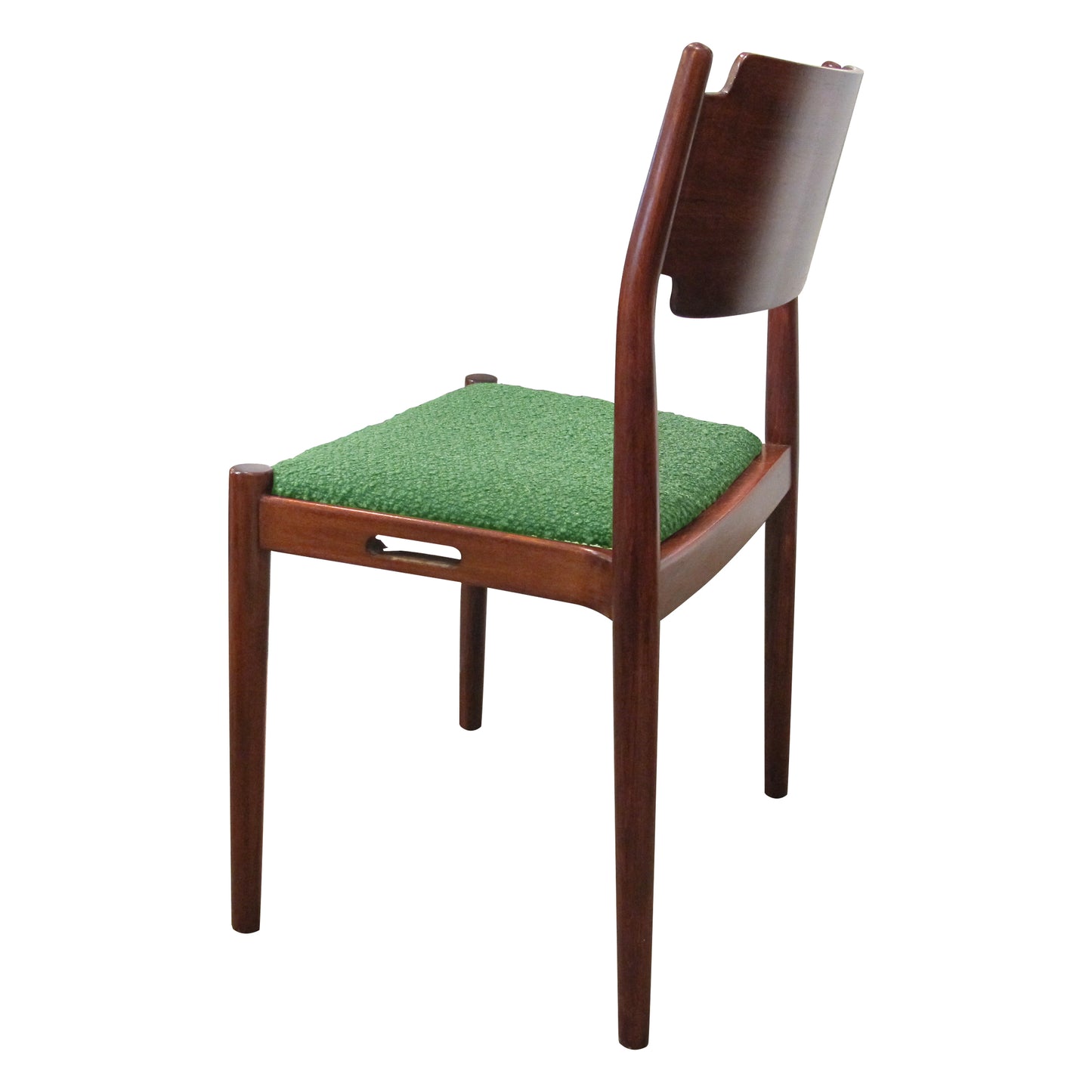 Set of 6 Danish Teak Dining Chairs in Green Bouclé, 1960s