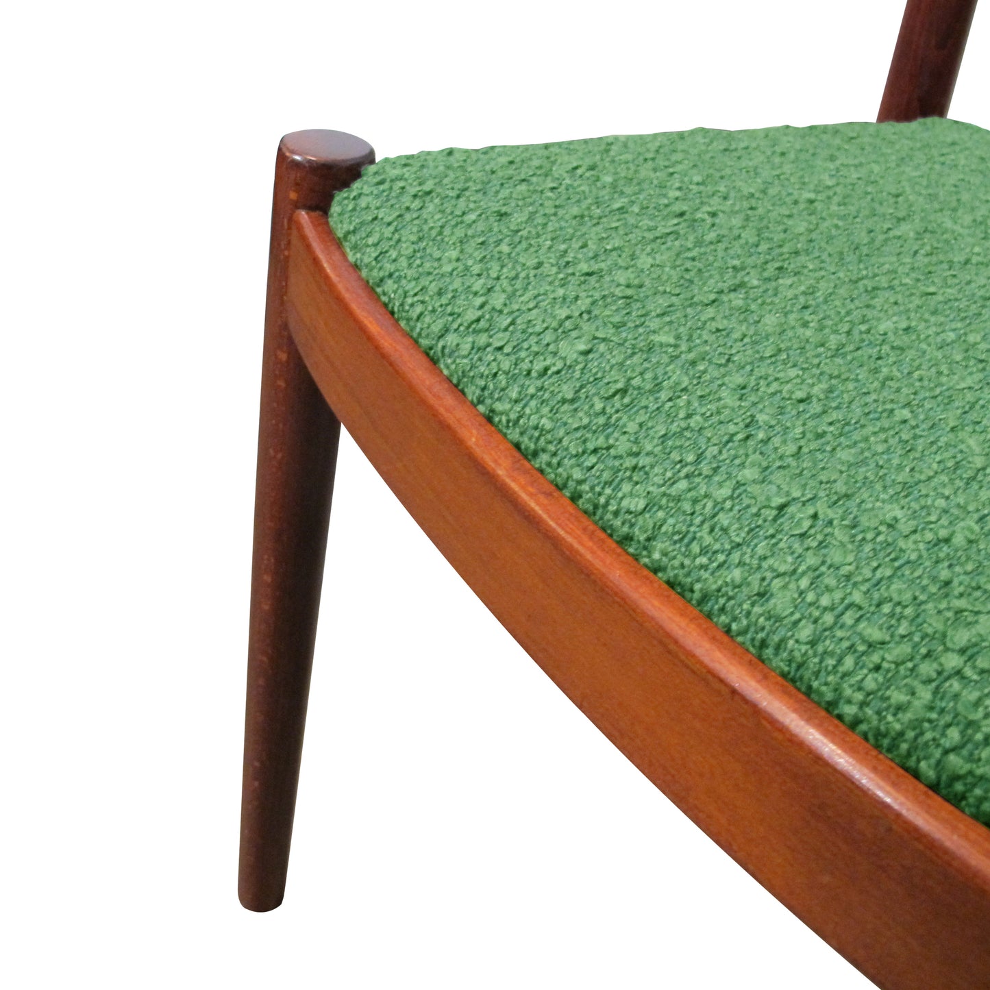 Set of 6 Danish Teak Dining Chairs in Green Bouclé, 1960s