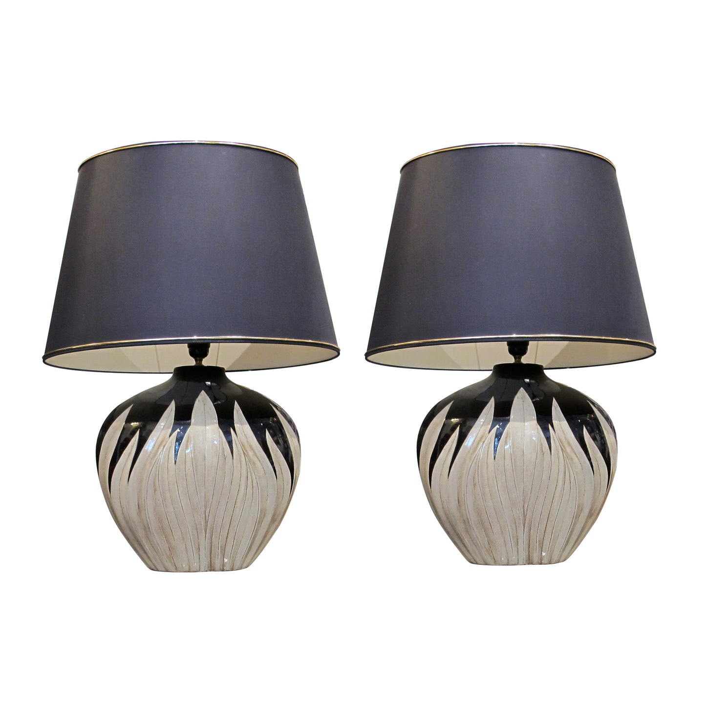Pair of Italian Tulip-Shaped Ceramic Table Lamps, Circa 1970s