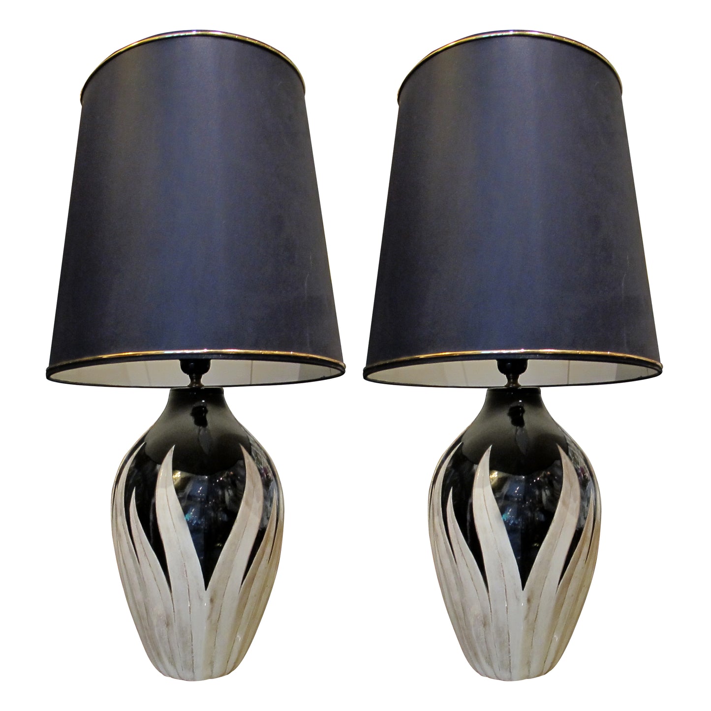 Pair of Italian Tulip-Shaped Ceramic Table Lamps, Circa 1970s