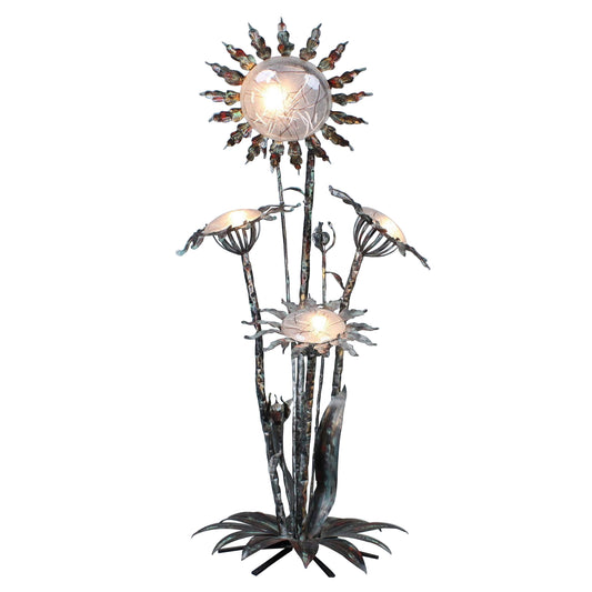Extra Large Sculptural Wrought Iron Floor Lamp with Frosted Glass, 1970s/80s