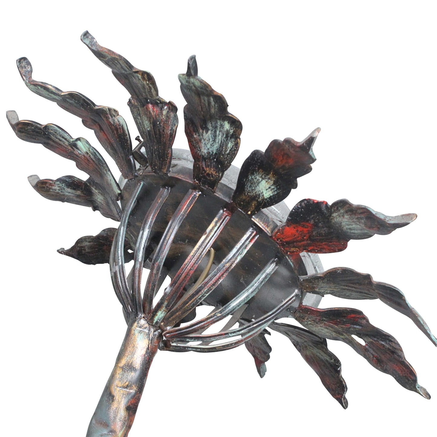Extra Large Sculptural Wrought Iron Floor Lamp with Frosted Glass, 1970s/80s