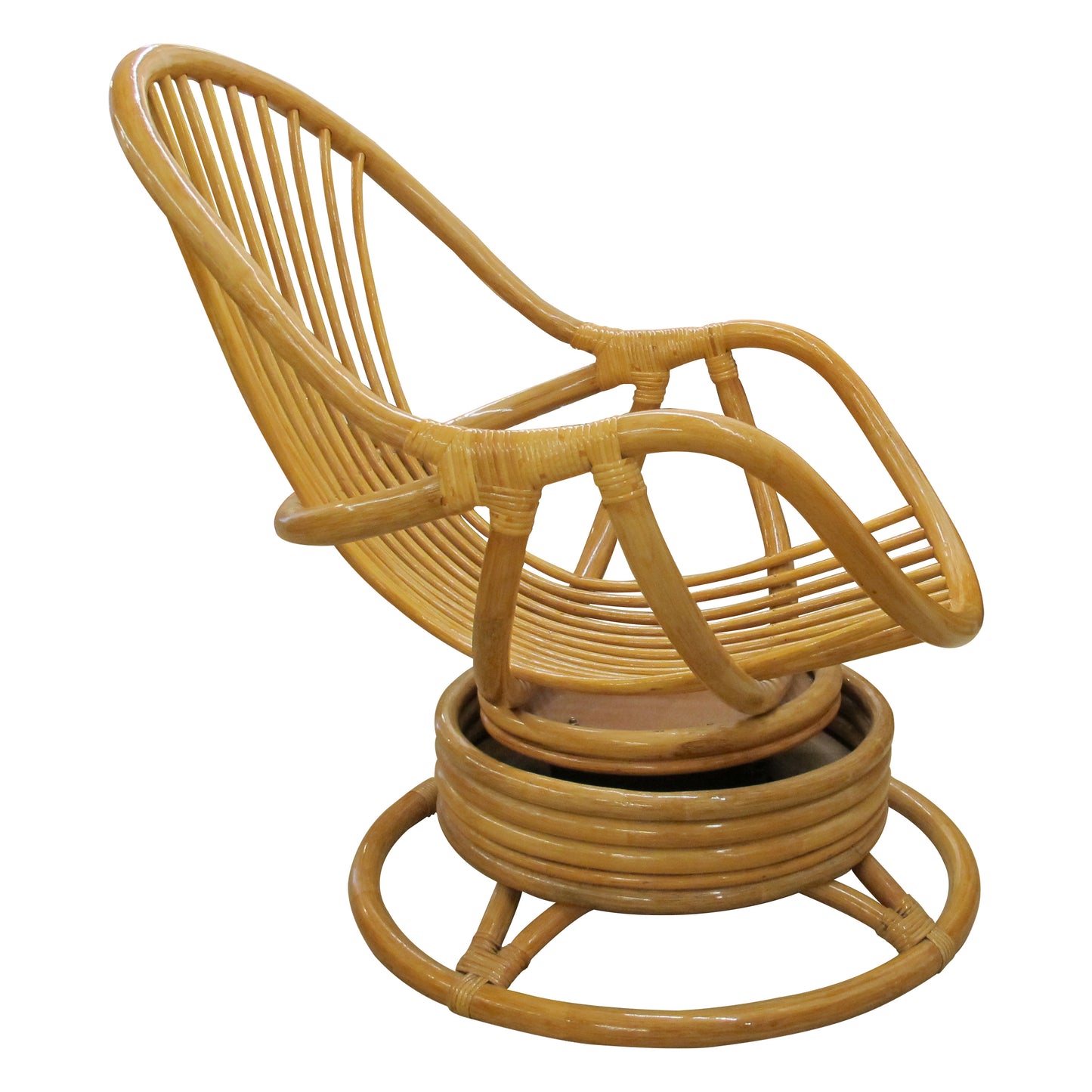 Mid-Century French Bamboo Lounge Chairs with Swivel Rocking Bases