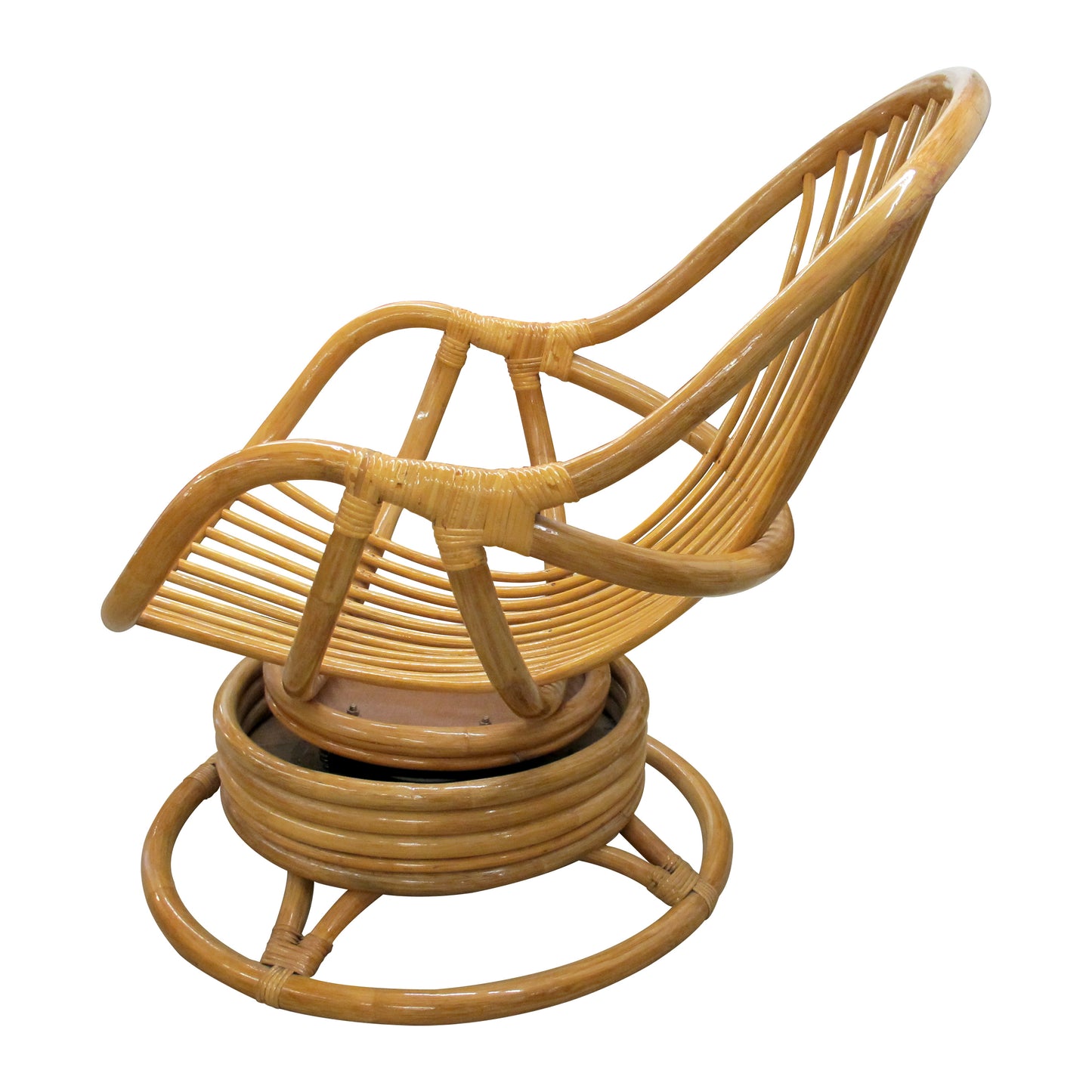 Mid-Century French Bamboo Lounge Chairs with Swivel Rocking Bases
