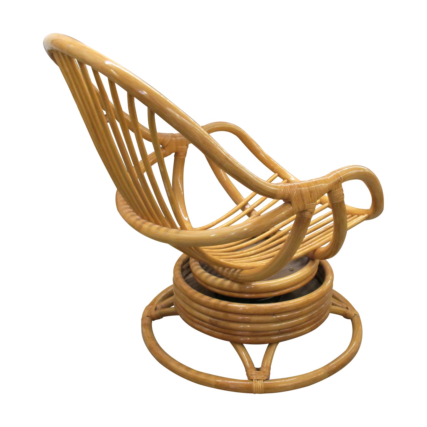 Mid-Century French Bamboo Lounge Chairs with Swivel Rocking Bases
