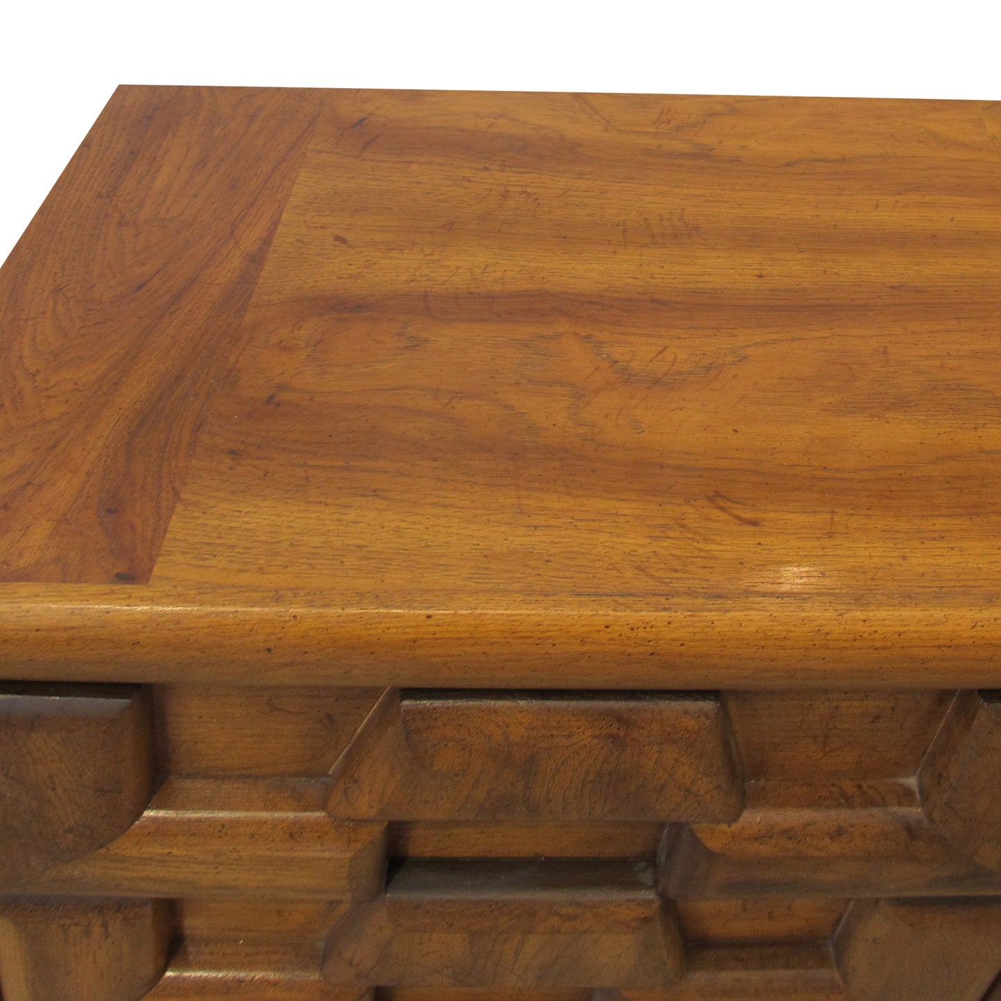 1970s Walnut Brutalist Sideboard with Nine Drawers