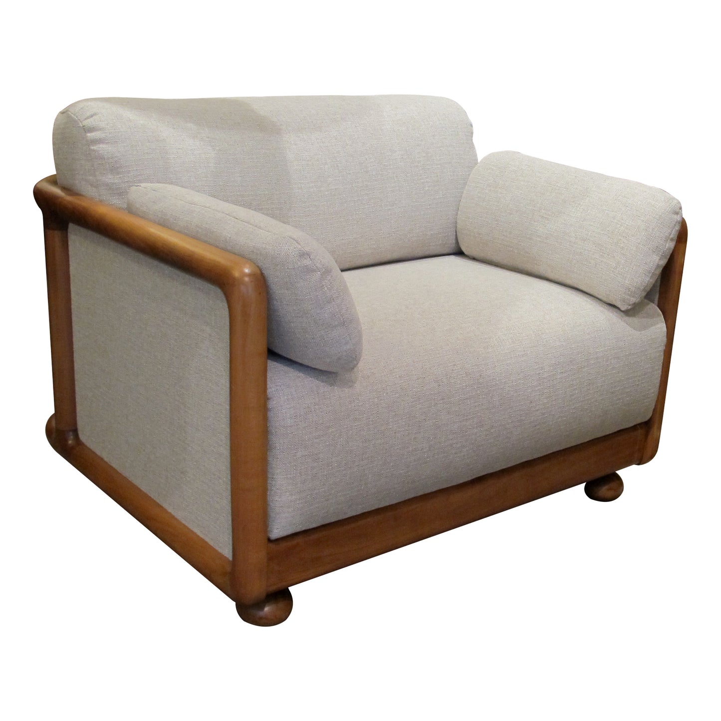 1960s Large Pair of Armchairs with Curved Teak Frame, German