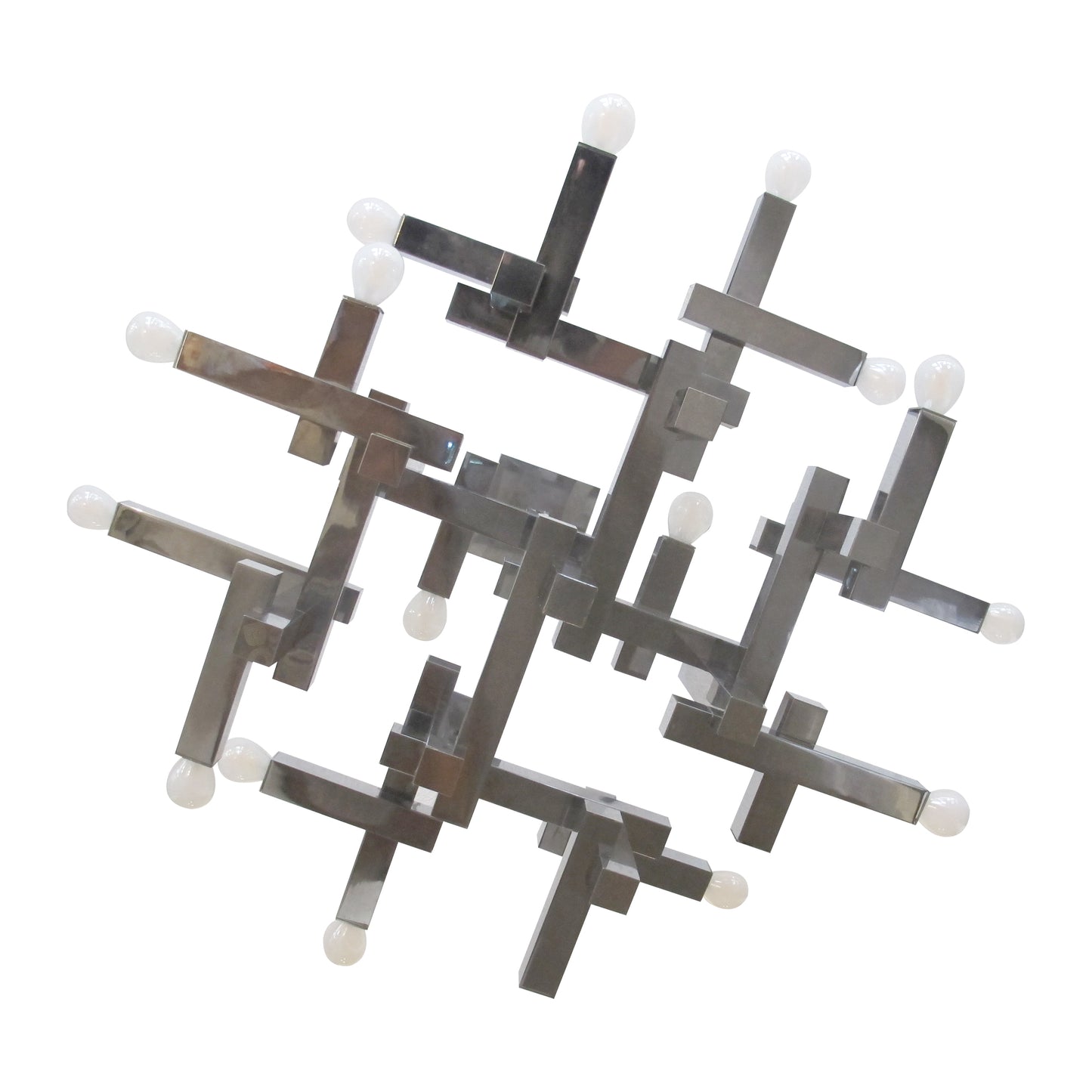 1970s Architectural Metric Chandelier by Gaetano Sciolari, Italy