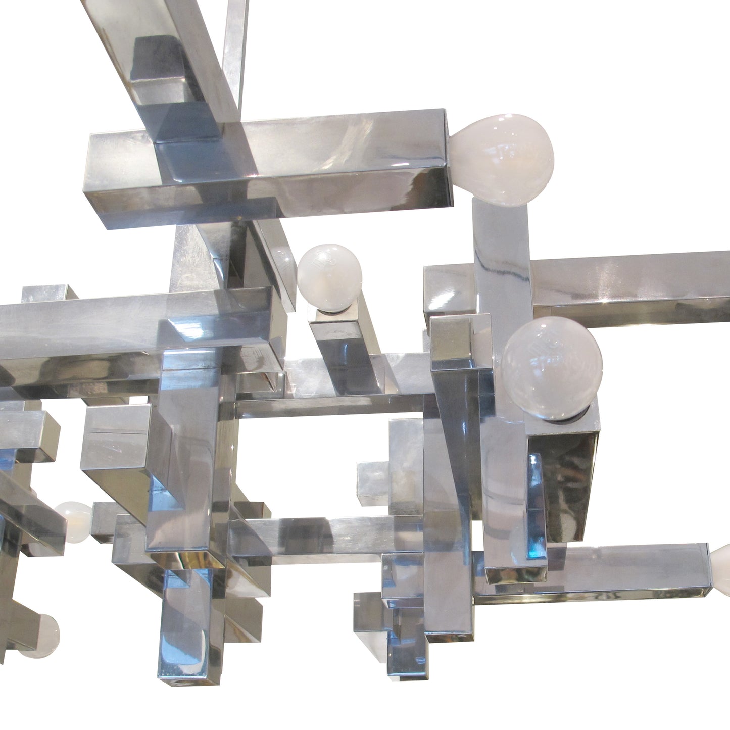 1970s Architectural Metric Chandelier by Gaetano Sciolari, Italy