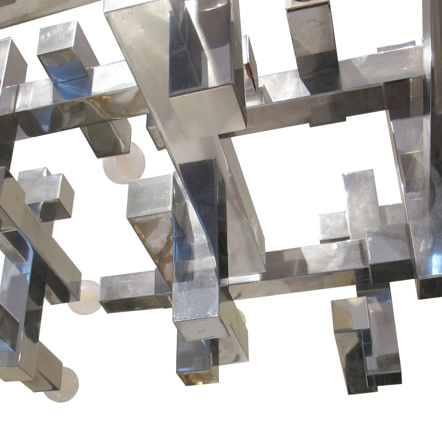 1970s Architectural Metric Chandelier by Gaetano Sciolari, Italy