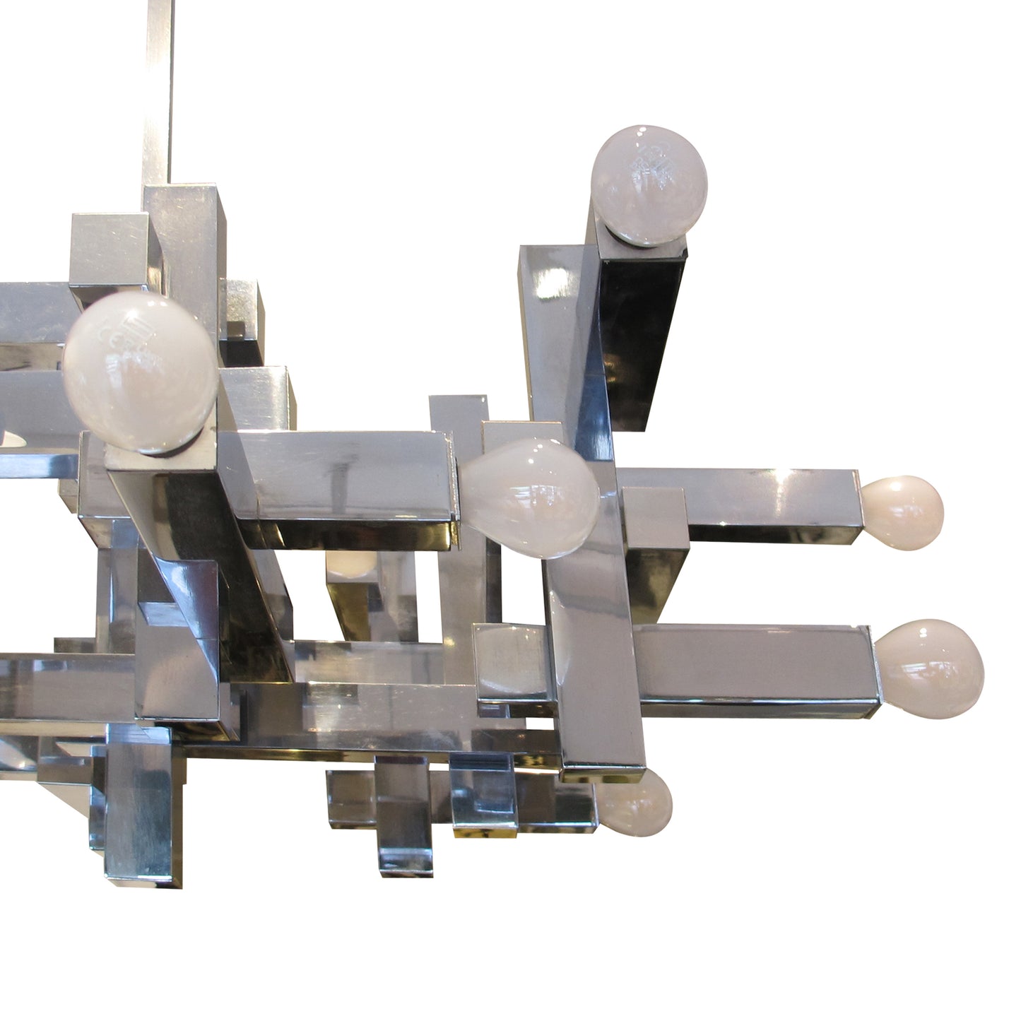 1970s Architectural Metric Chandelier by Gaetano Sciolari, Italy