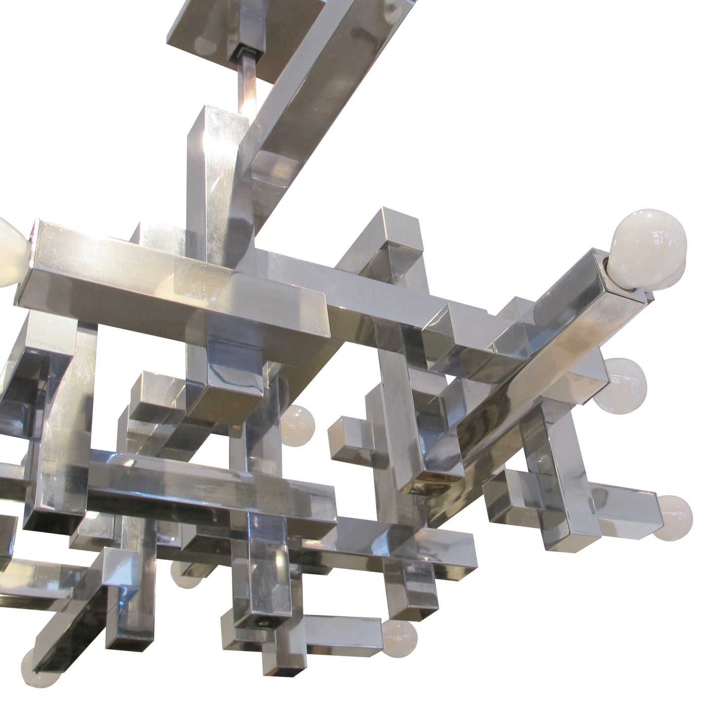 1970s Architectural Metric Chandelier by Gaetano Sciolari, Italy