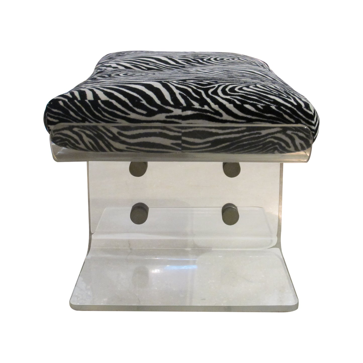 Pair of American Perspex Stools with Zebra Cushions, 1970s