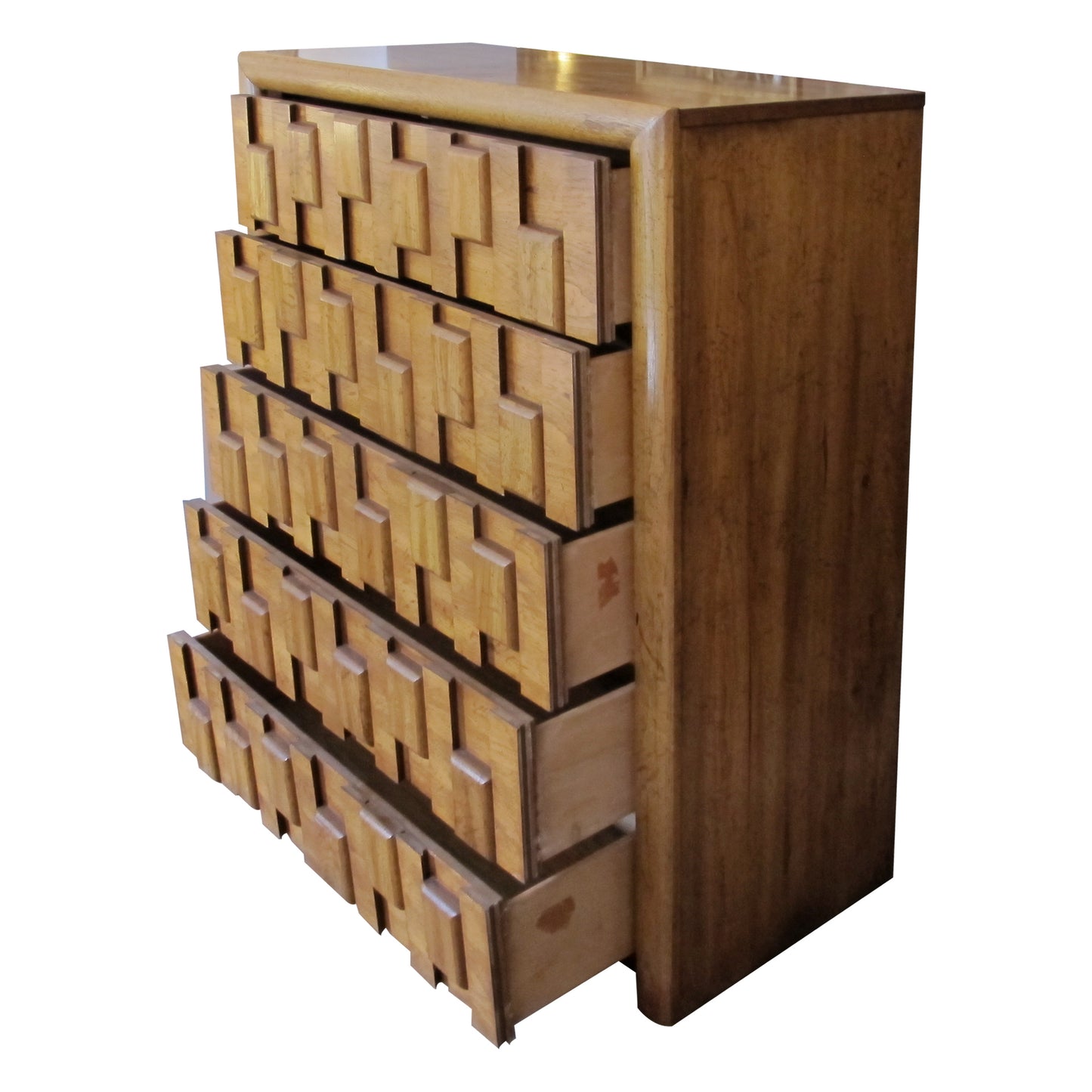 Brutalist 1960s Walnut Tallboy - Chest of Drawers