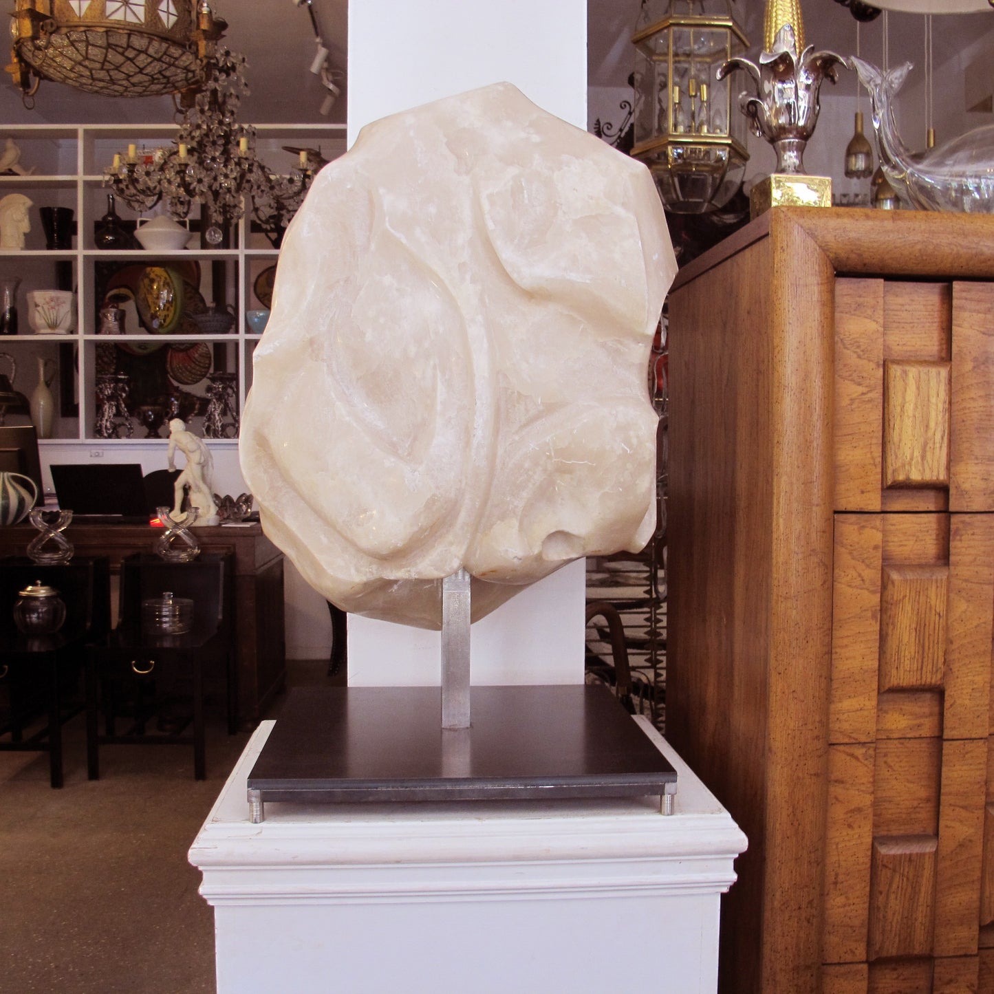 Large Mid-Century Italian Alabaster Abstract Torso Sculpture