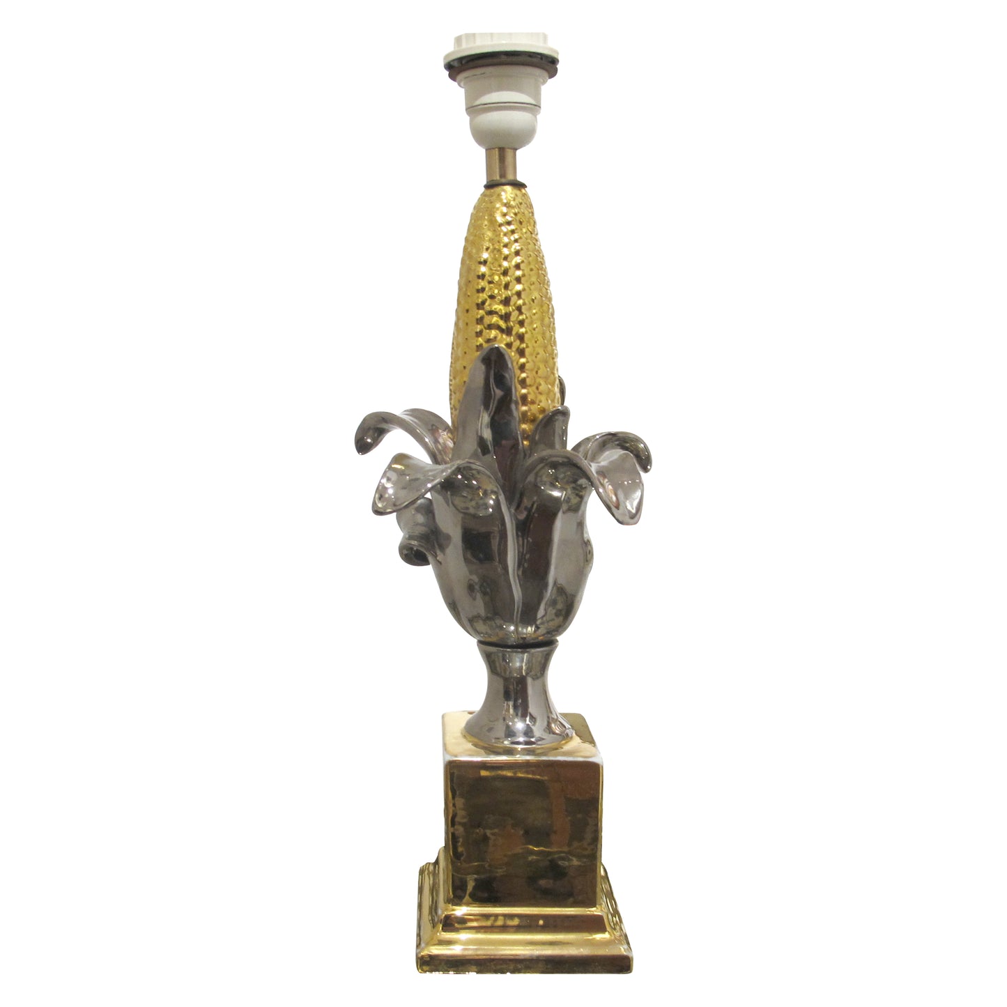Pair of French 1970s Glazed Ceramic Table Lamps in the Style of Maison Charles