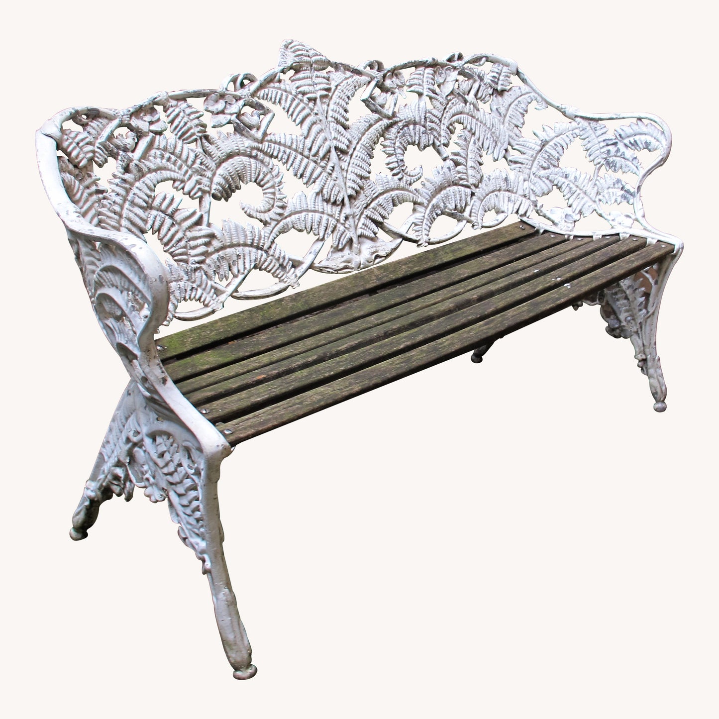 Decorative Swedish Garden Bench, Mid-Century, Foliate Design