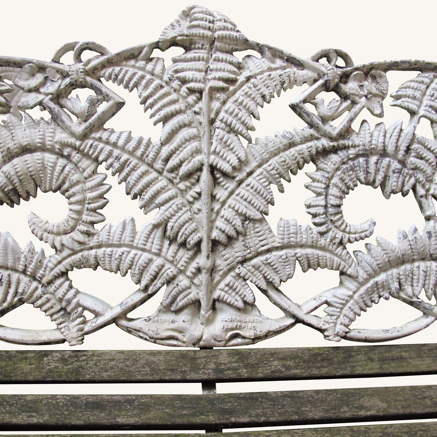 Decorative Swedish Garden Bench, Mid-Century, Foliate Design