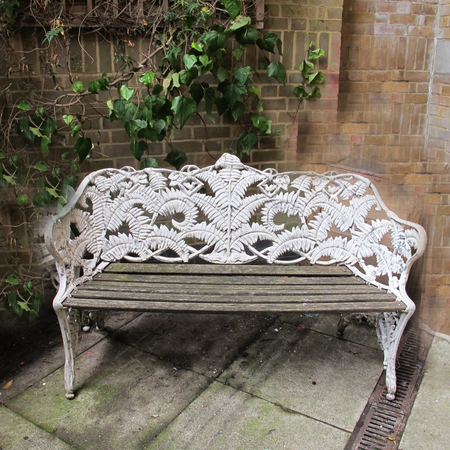 Decorative Swedish Garden Bench, Mid-Century, Foliate Design