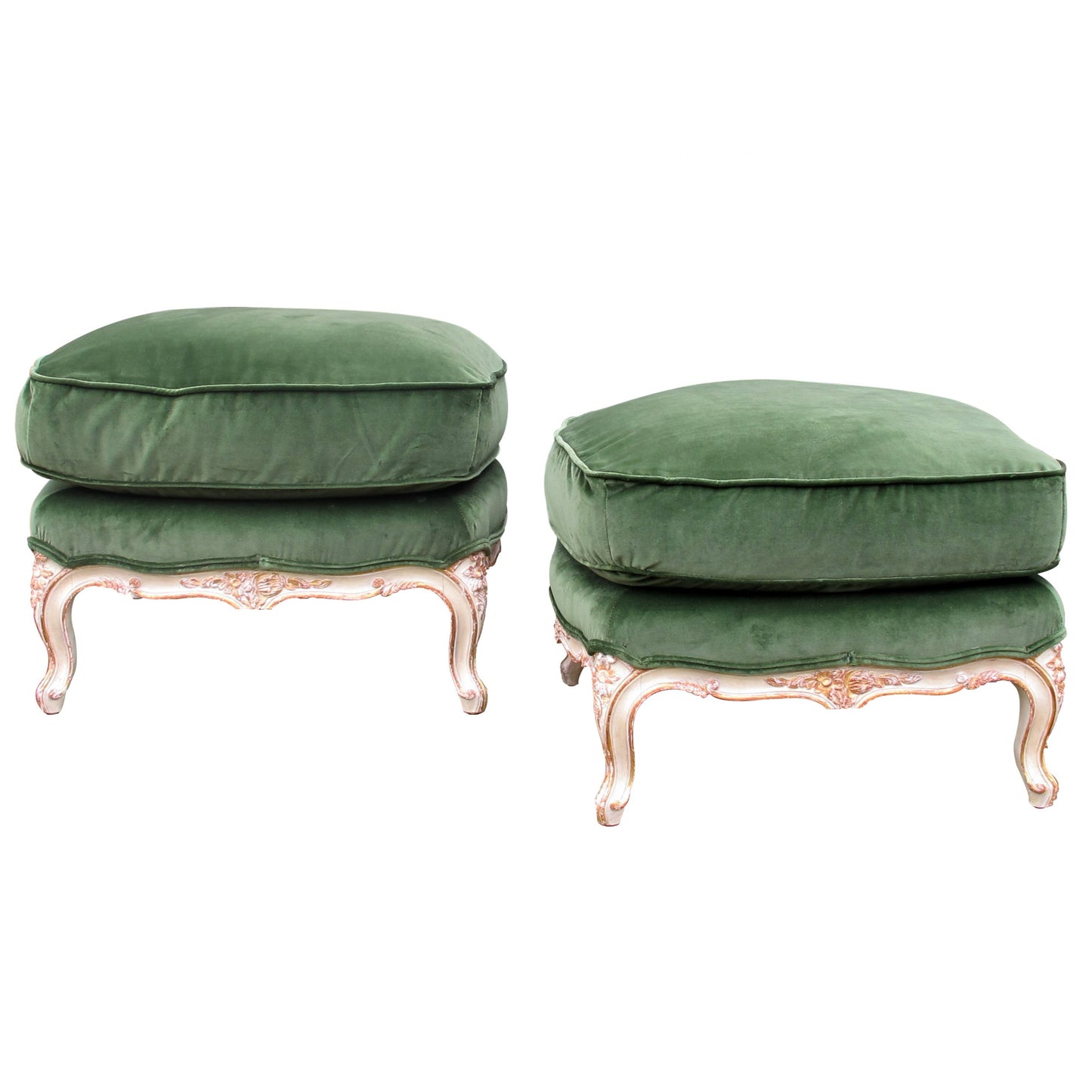 Mid-Century, French Pair of Louis XVI Style Painted Foot Stools