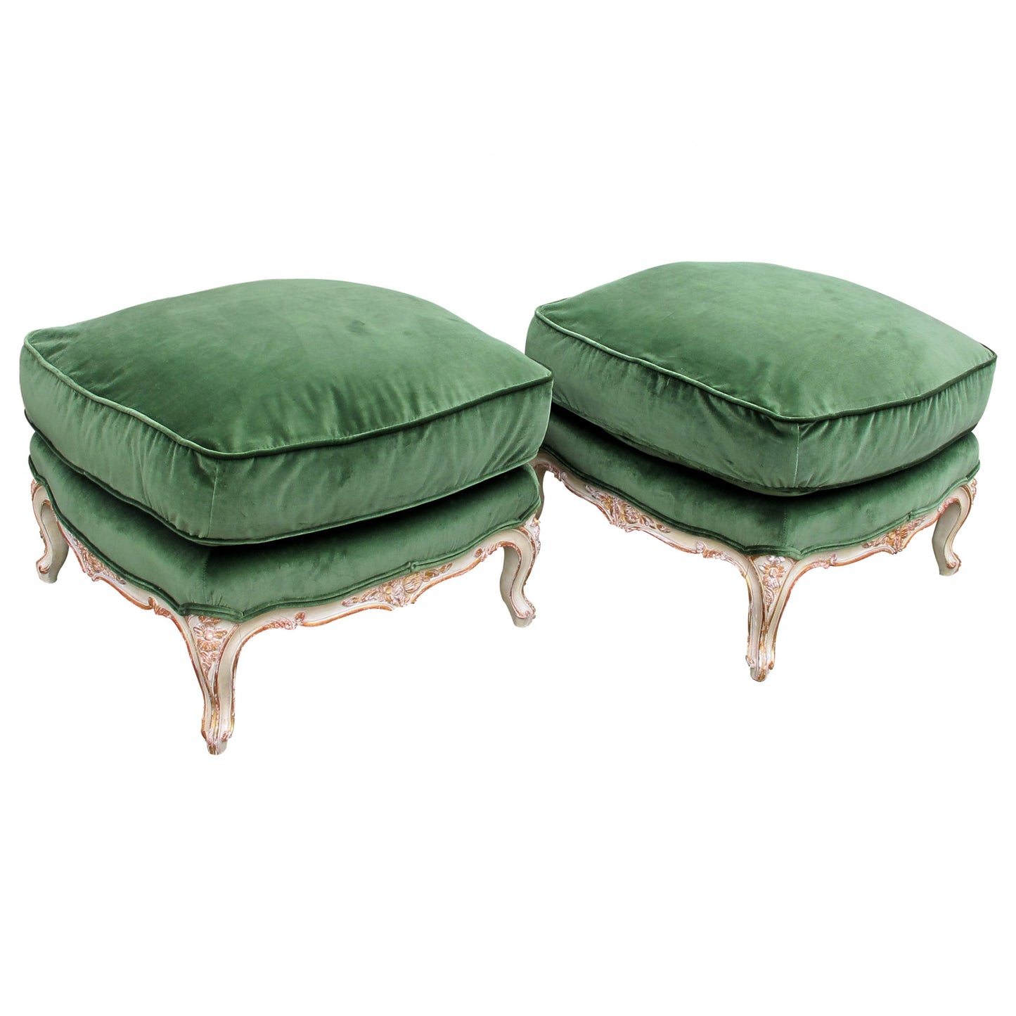 Mid-Century, French Pair of Louis XVI Style Painted Foot Stools