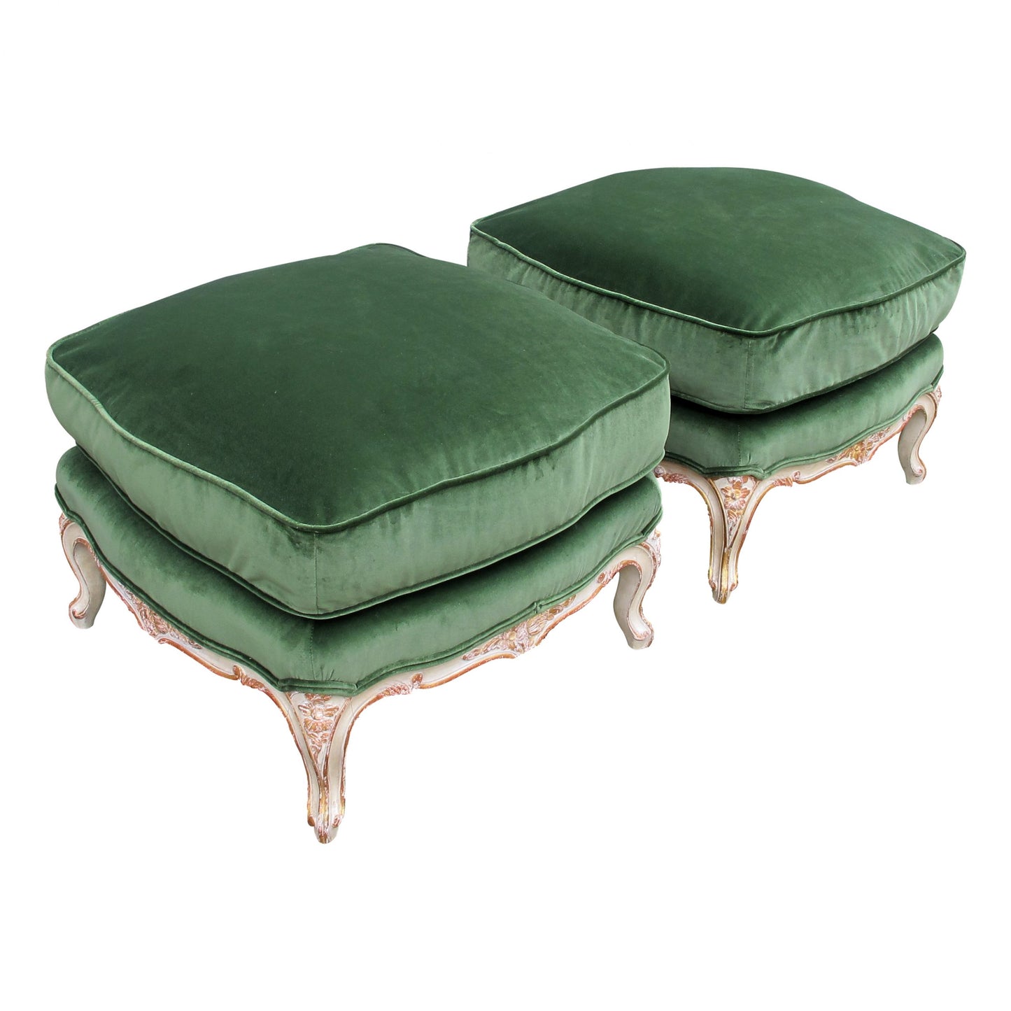 Mid-Century, French Pair of Louis XVI Style Painted Foot Stools