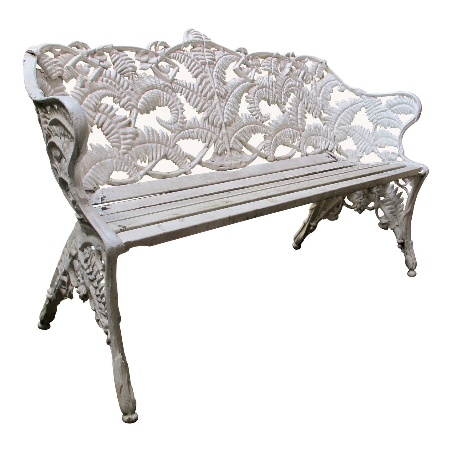 Swedish Mid-Century White Painted Garden Bench