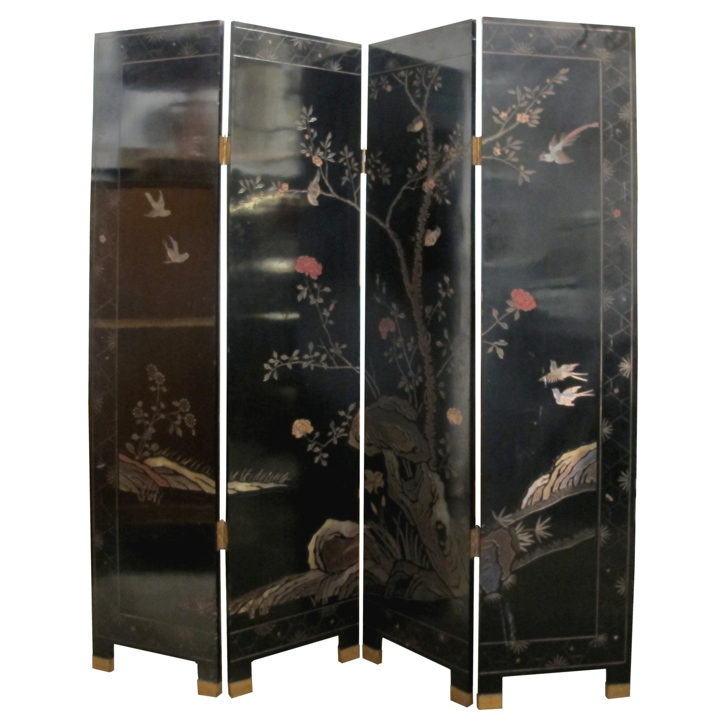 Chinese Four-Fold Coromandel Style Room Divider, c. 1940s–1950s