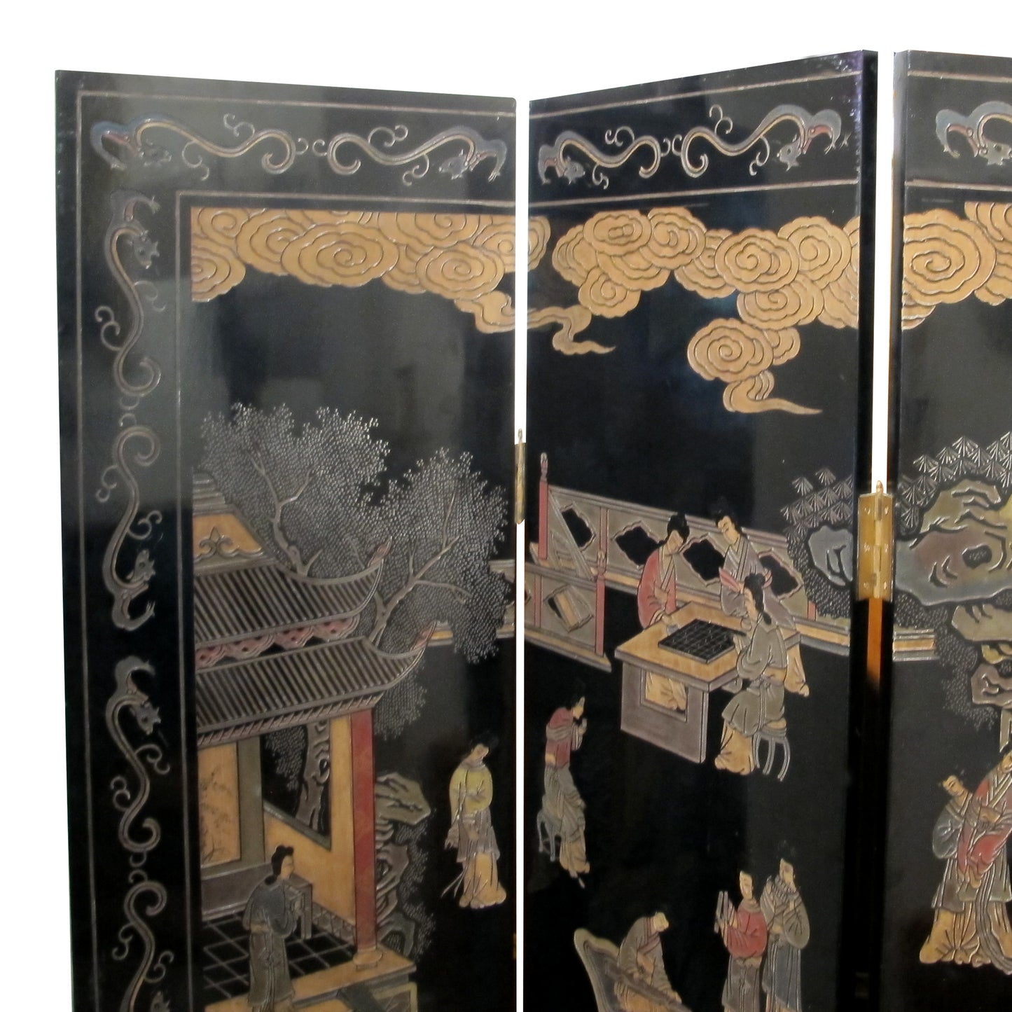 Chinese Four-Fold Coromandel Style Room Divider, c. 1940s–1950s