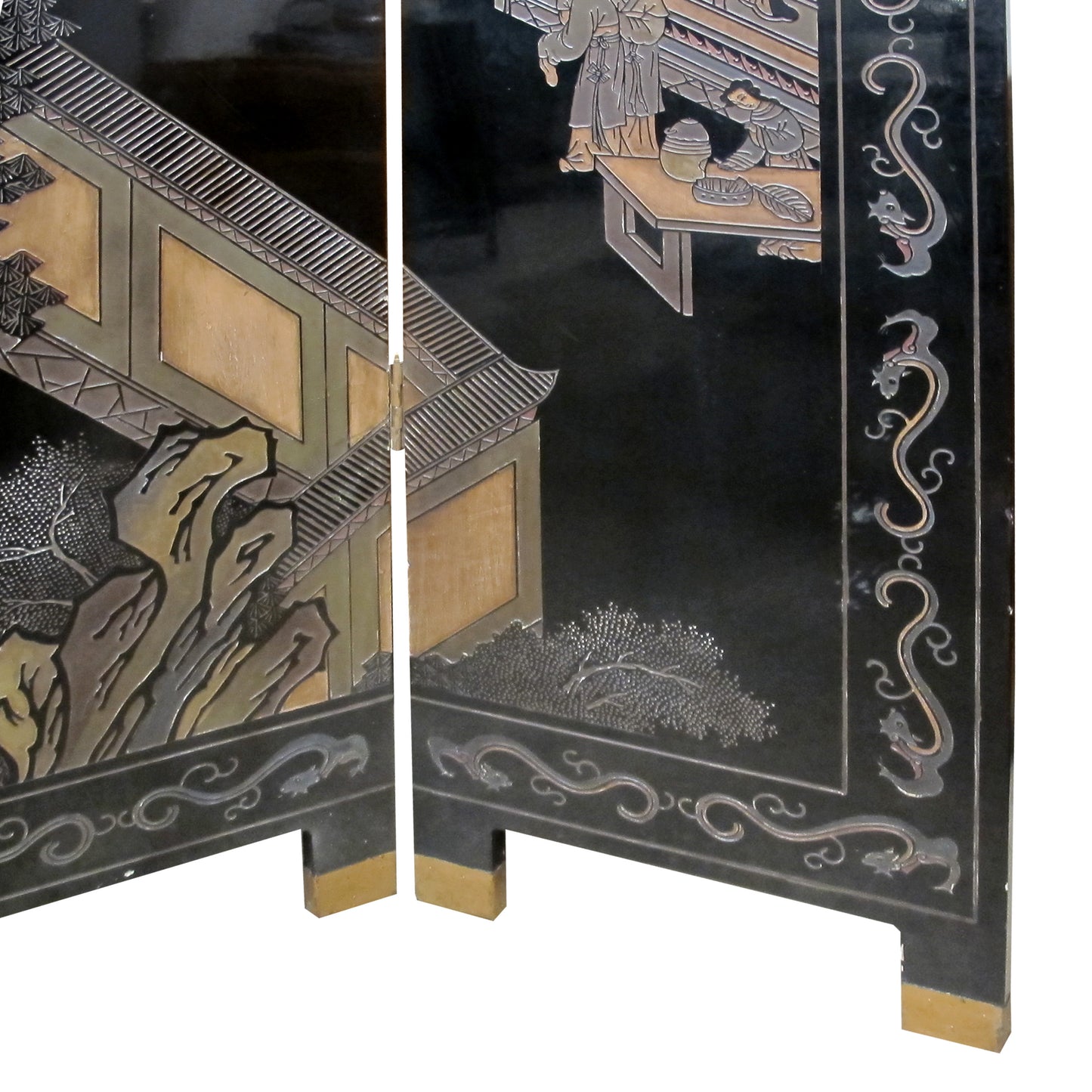 Chinese Four-Fold Coromandel Style Room Divider, c. 1940s–1950s