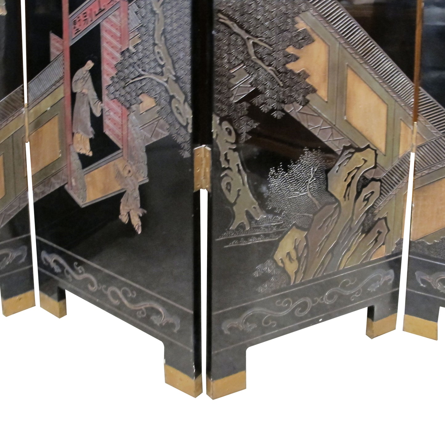 Chinese Four-Fold Coromandel Style Room Divider, c. 1940s–1950s