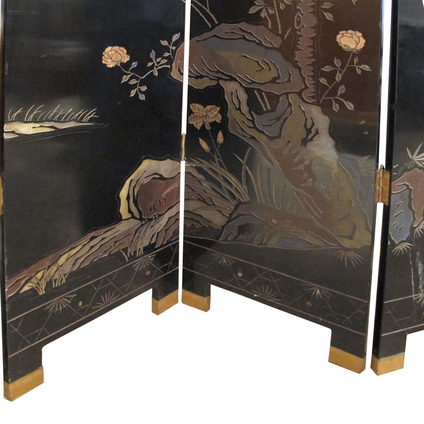 Chinese Four-Fold Coromandel Style Room Divider, c. 1940s–1950s
