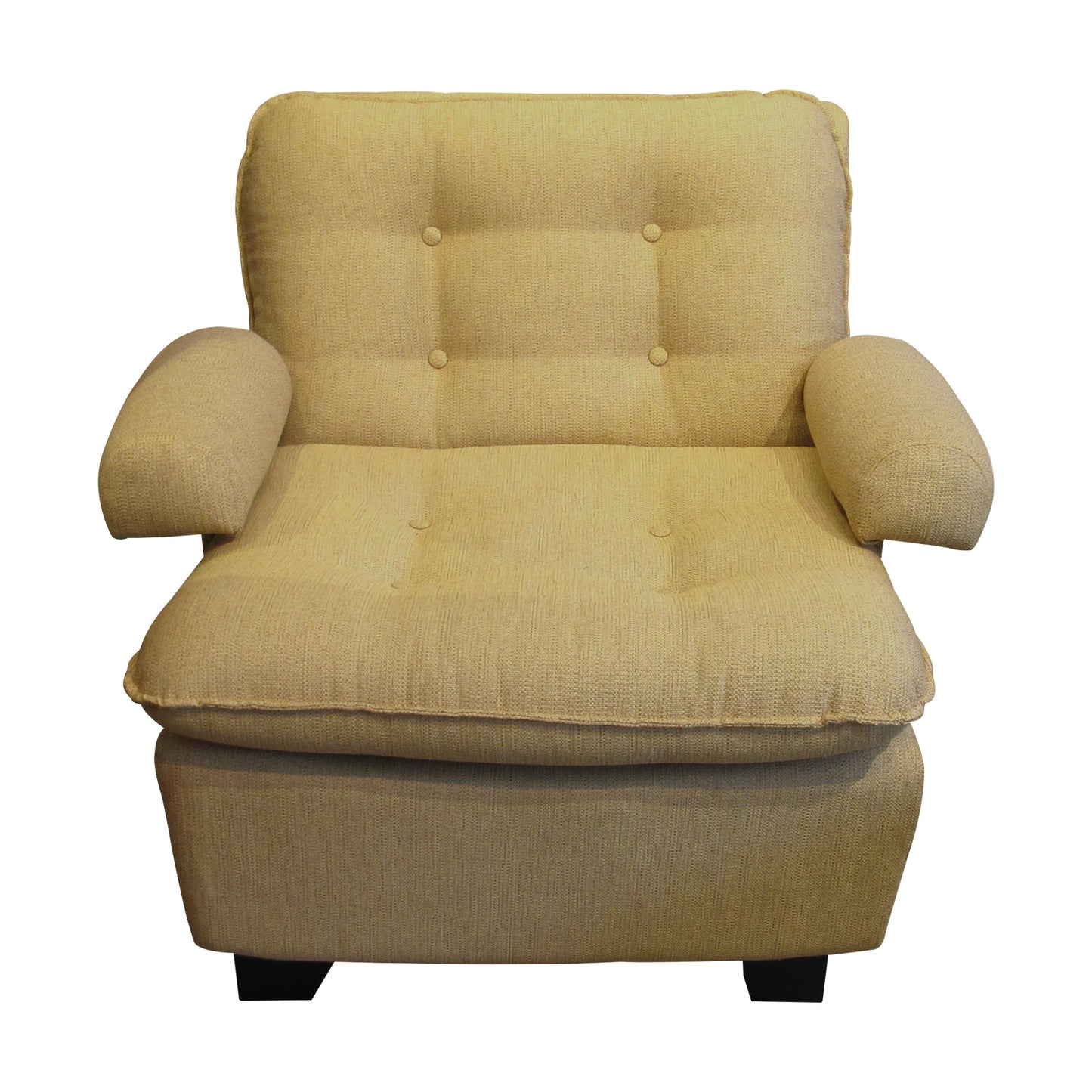 Pair of Vintage French Armchairs in Yellow Upholstery