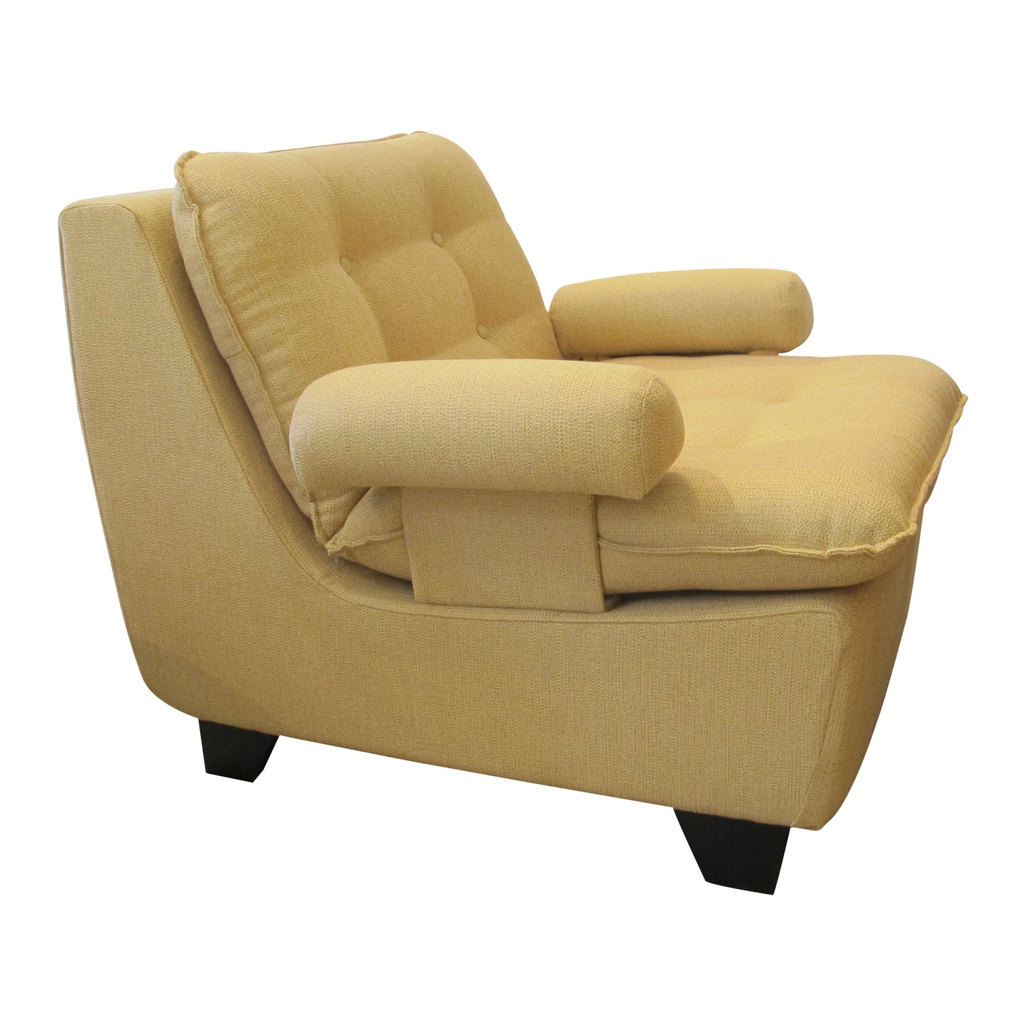 Pair of Vintage French Armchairs in Yellow Upholstery
