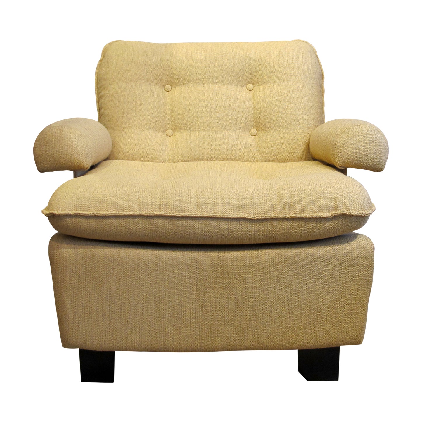 Pair of Vintage French Armchairs in Yellow Upholstery