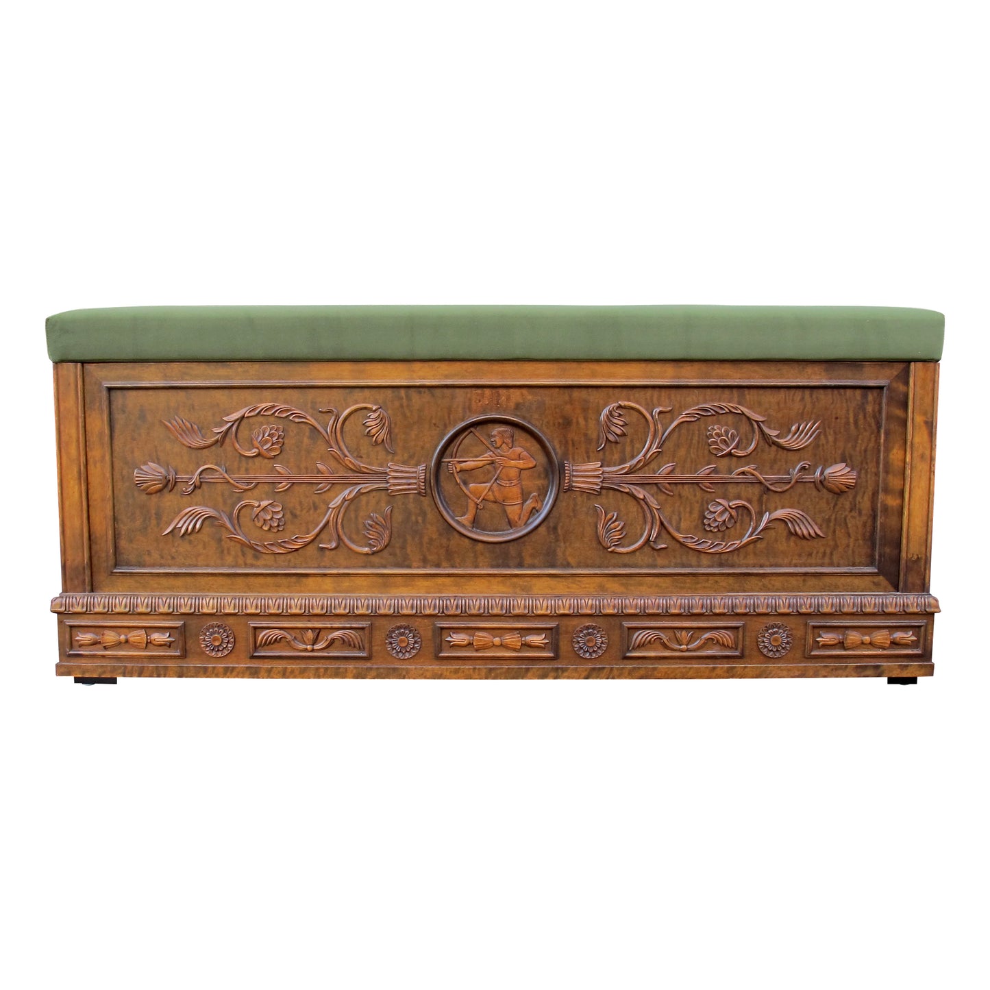 Mid-century Swedish Bench - Coffer - Blanket Box with Carvings