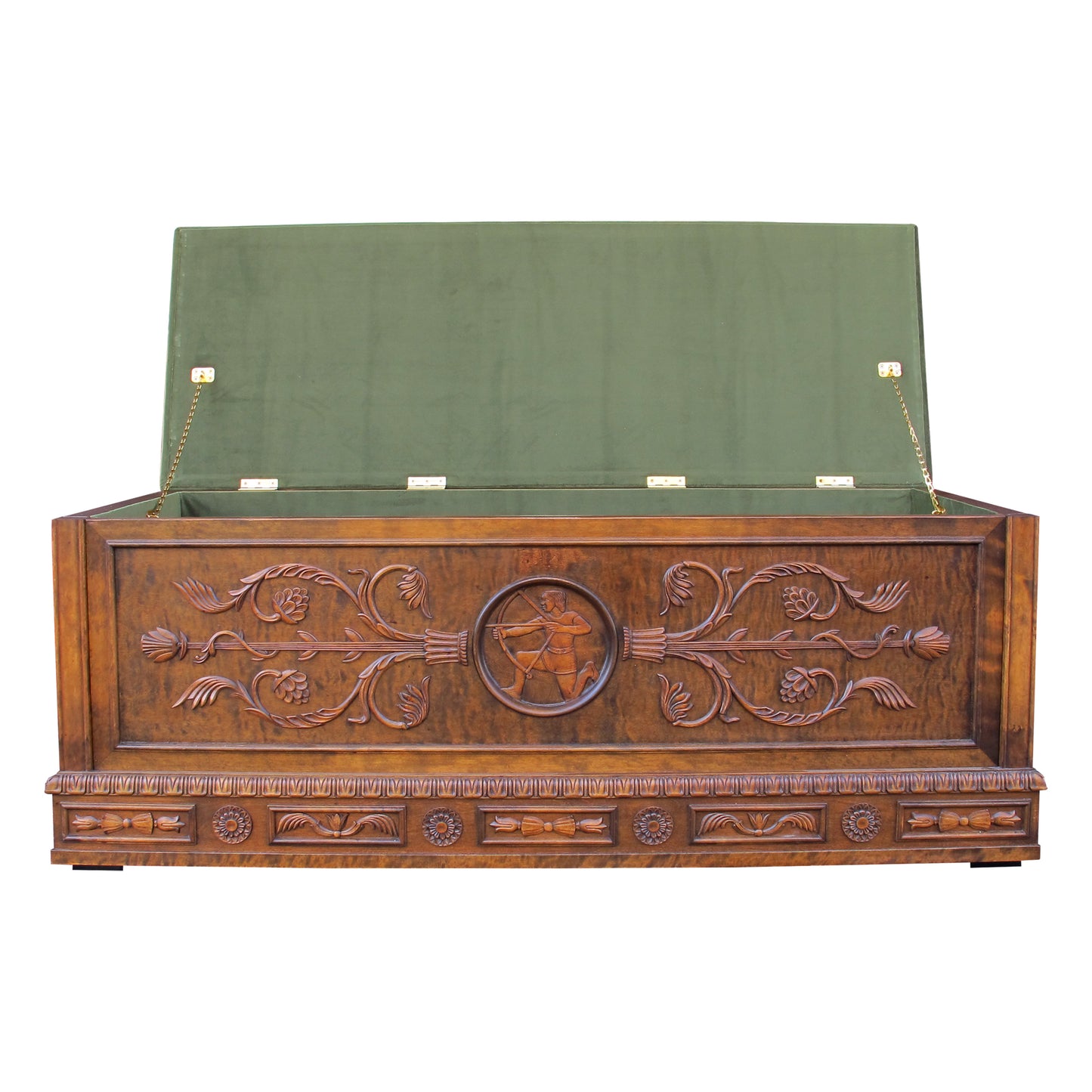Mid-century Swedish Bench - Coffer - Blanket Box with Carvings