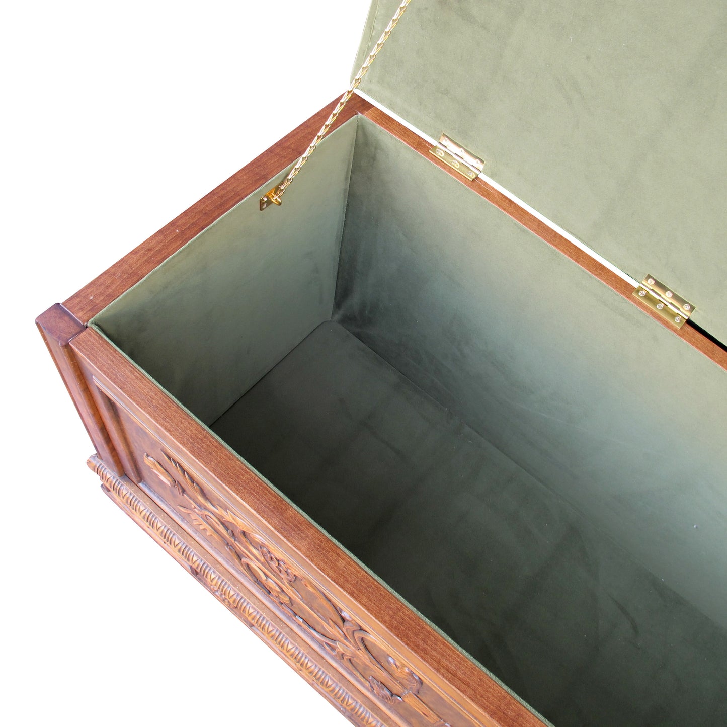 Mid-century Swedish Bench - Coffer - Blanket Box with Carvings