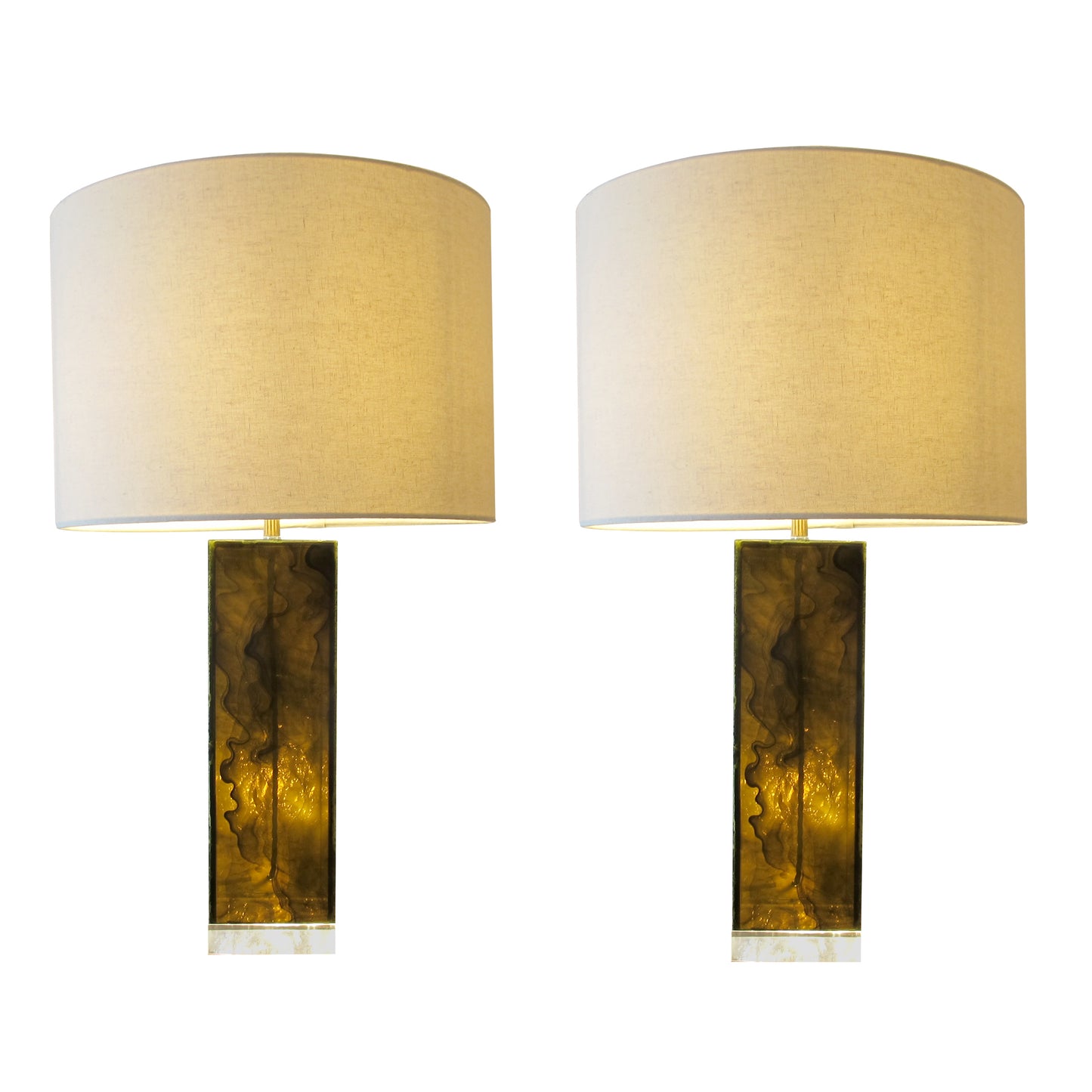 Pair of 1970s Italian Smoked Perspex Table Lamps