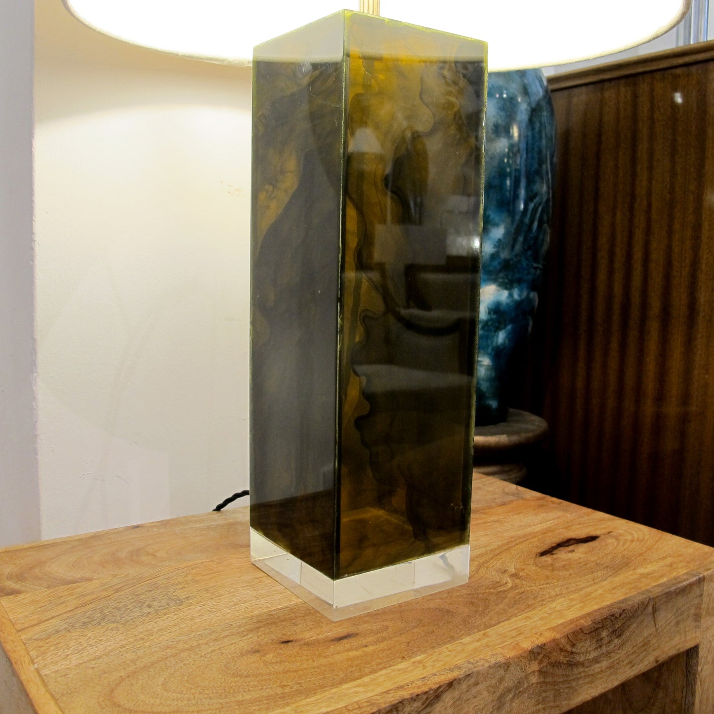 Pair of 1970s Italian Smoked Perspex Table Lamps