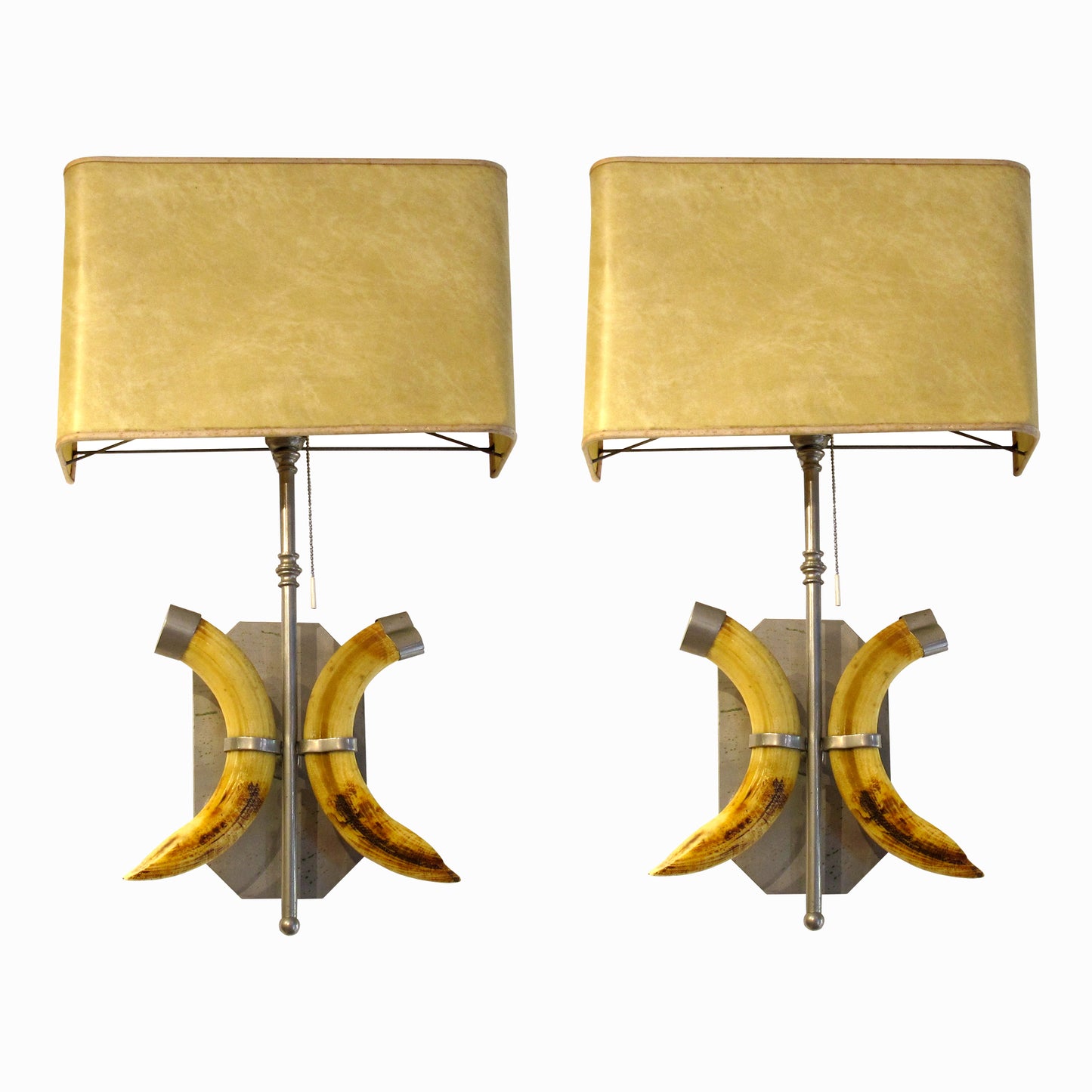 1970s English Pair of Tusks Wall Light In the Style of Anthony Redmile