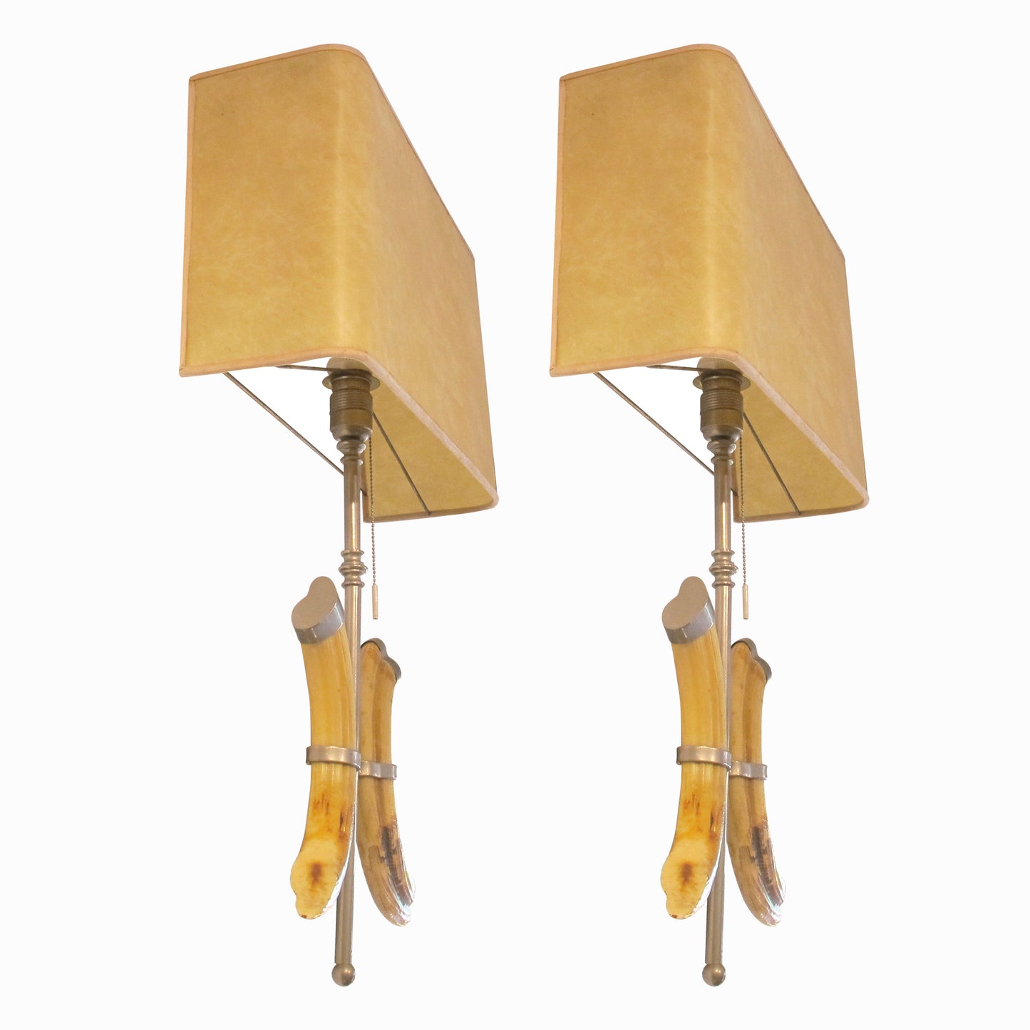 1970s English Pair of Tusks Wall Light In the Style of Anthony Redmile