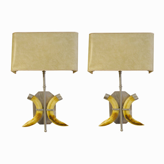 1970s English Pair of Tusks Wall Light In the Style of Anthony Redmile