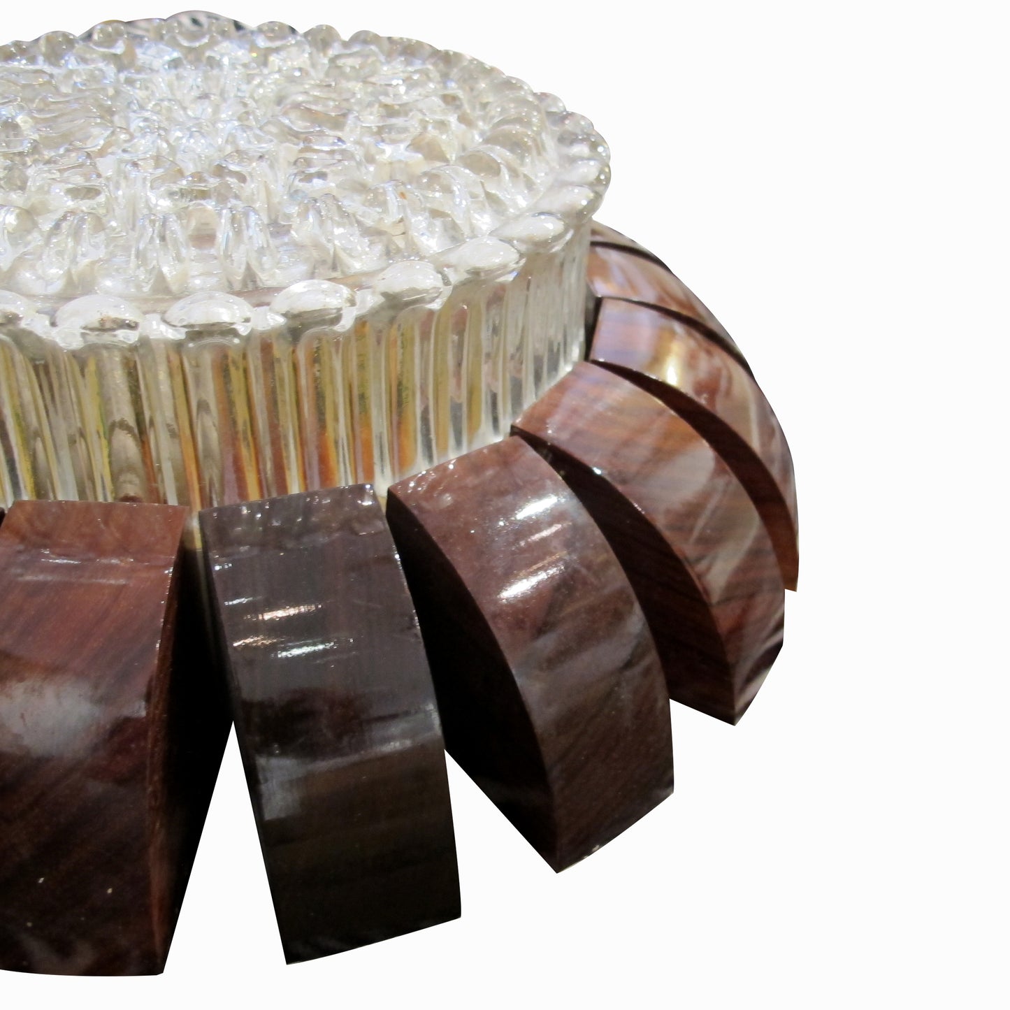 Pair of French 1960s Wall Sconces/Plafonniers with Textured Glass Shades